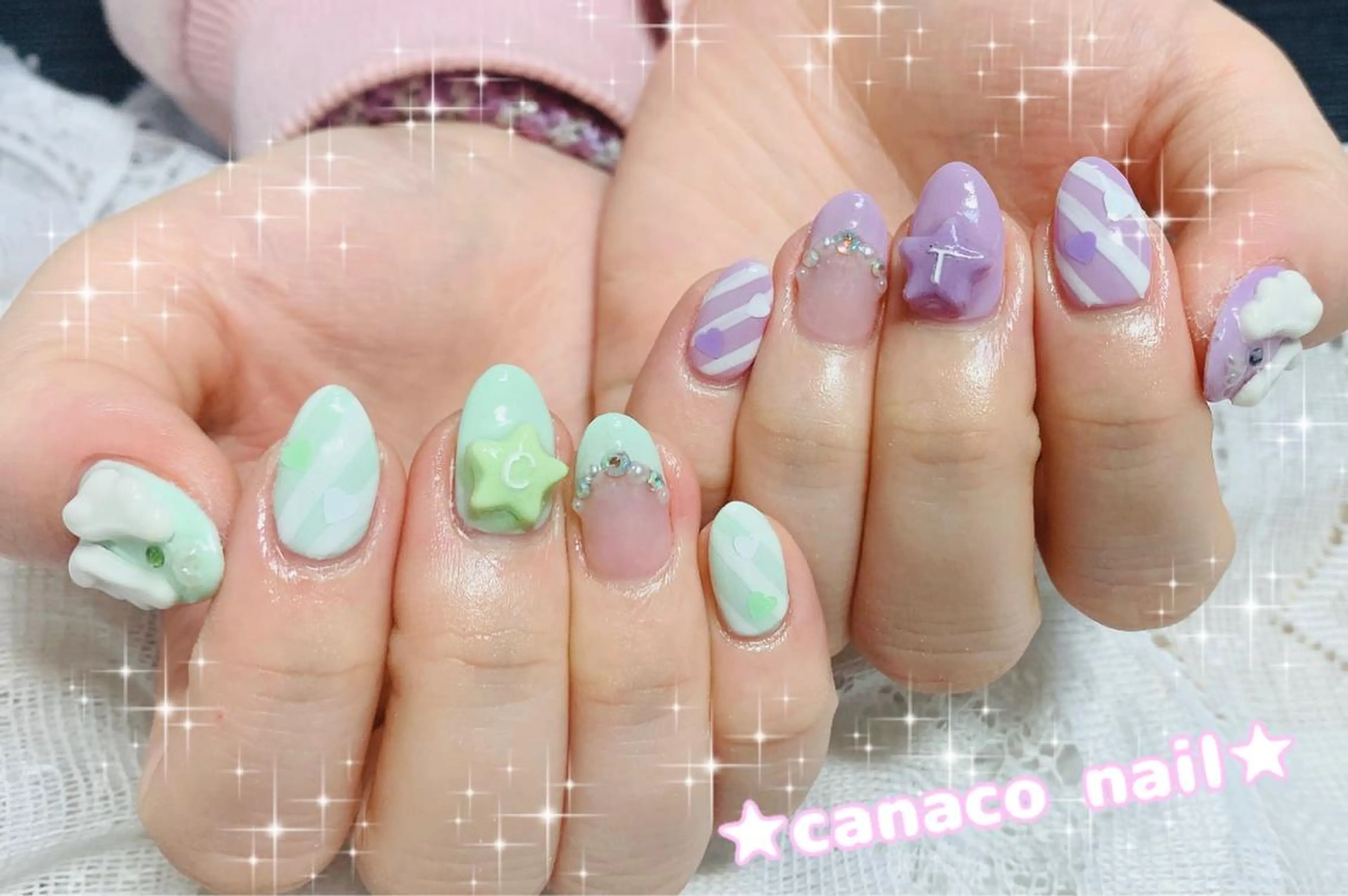ネイル アートネイル ジェルネイル パラジェル パステルネイル 春ネイル ハンドネイル ハンドケア ベテランネイル cnc nailのネイルデザイン