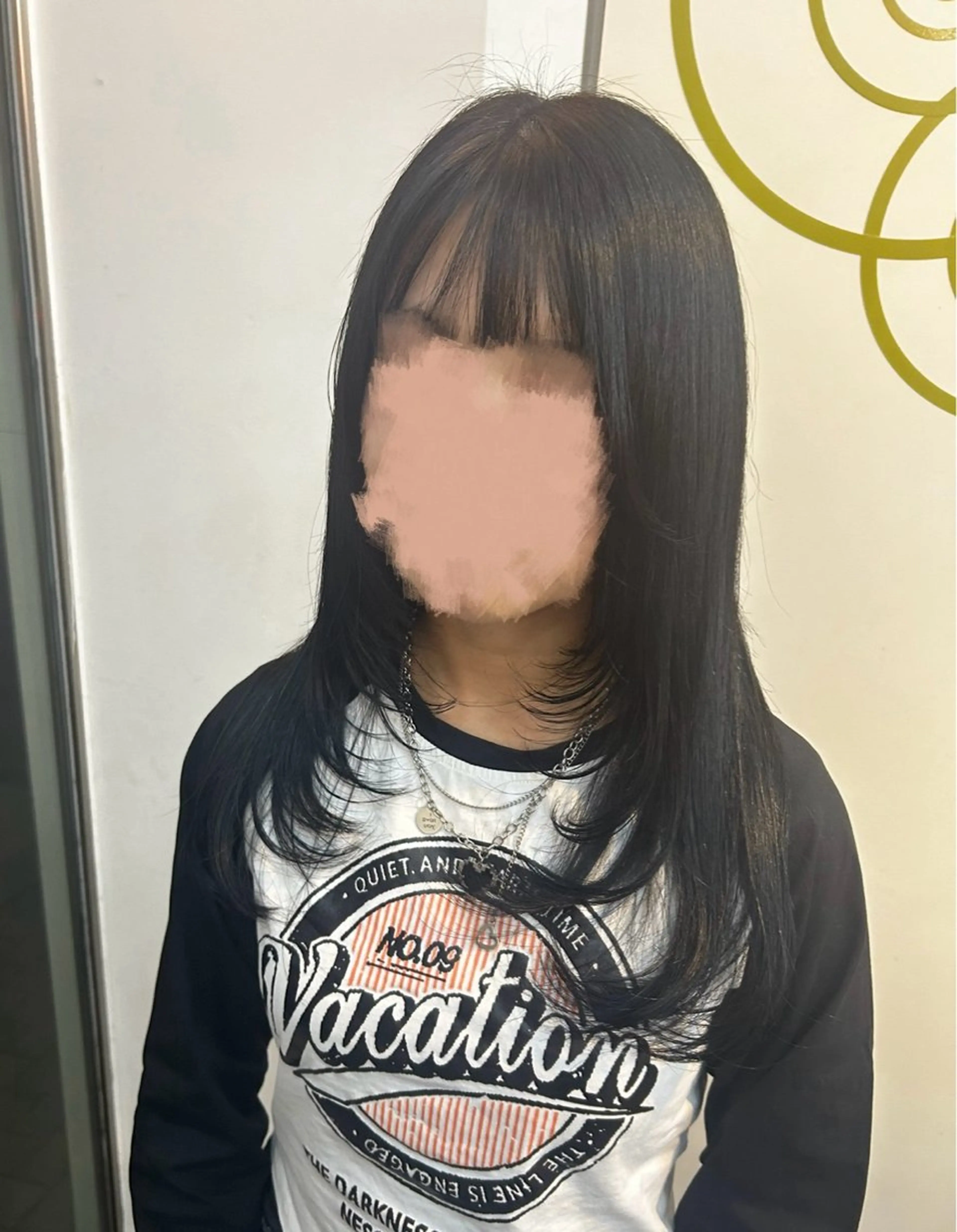 セミロング カラー 黒髪 ブルーカラー ブルーブラック レイヤーカット カット ガーリー×韓国🎀 ⟡.·天野結良⟡.·のヘアスタイル