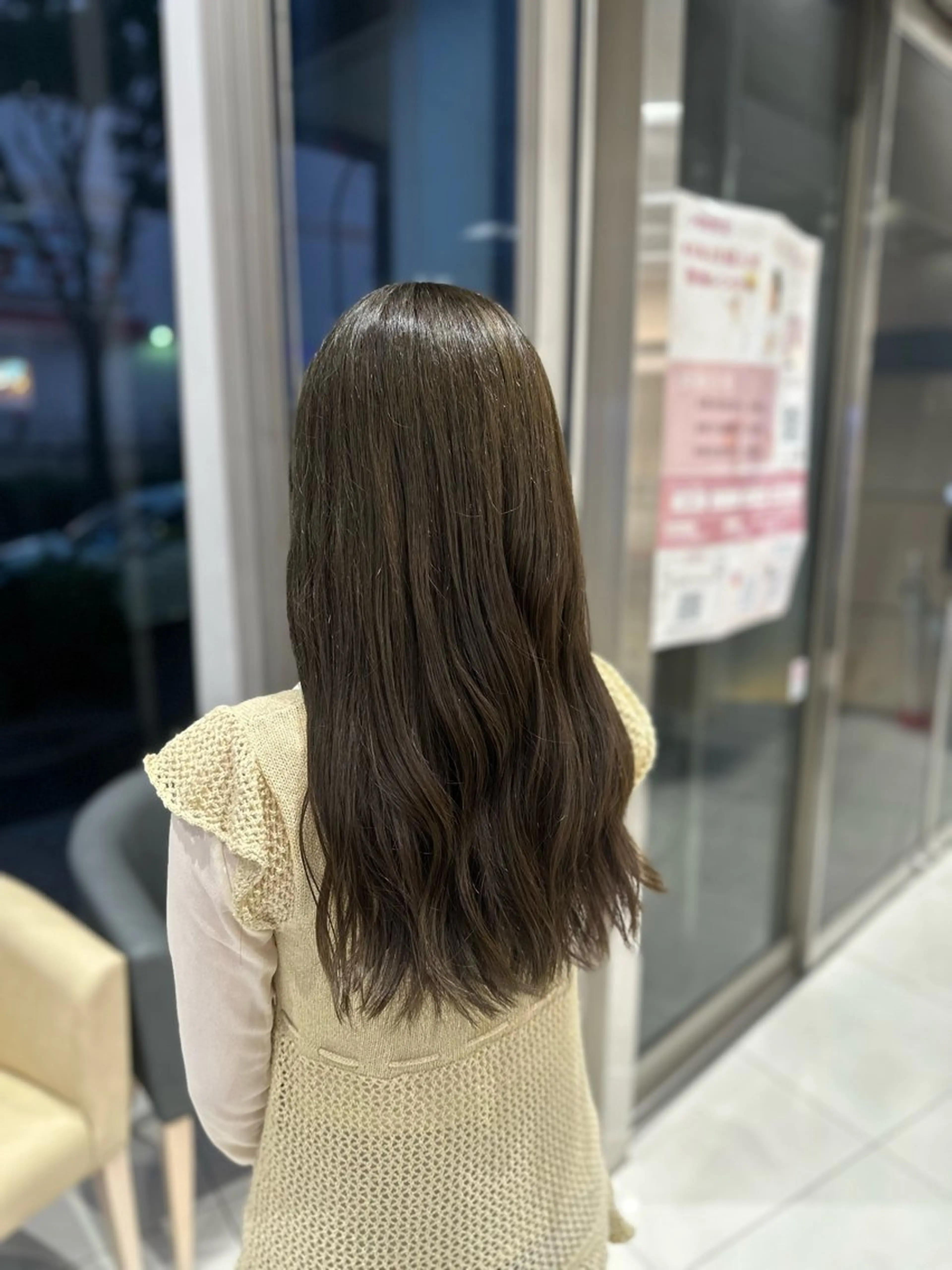 セミロング カラー ベージュカラー オリーブベージュ クロスパーマ/うる艶 カラー/Kurumiのヘアスタイル