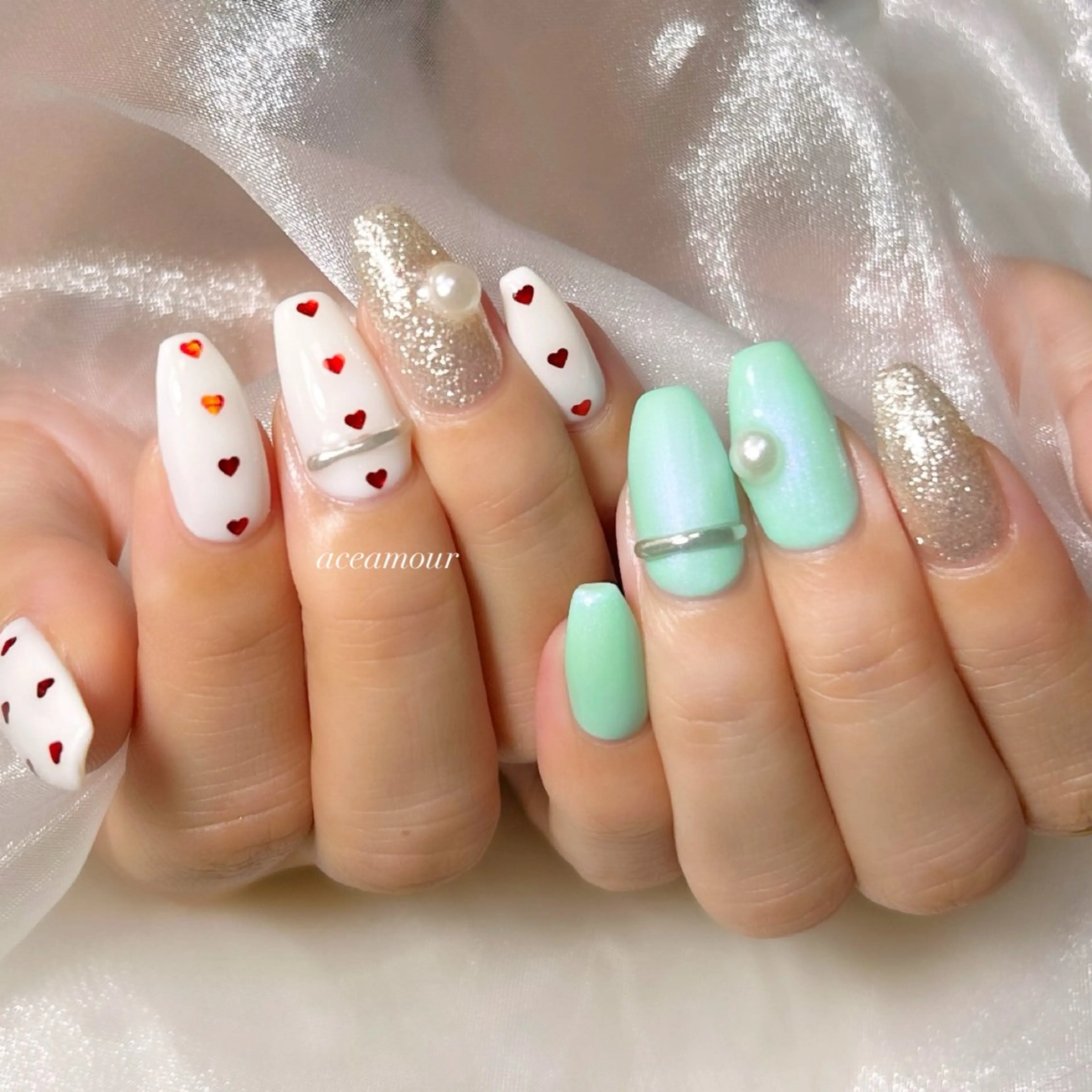 ネイル ラメ(グリッター) ハンドネイル ネイル/耳つぼ /新ホワイトニングのネイルデザイン