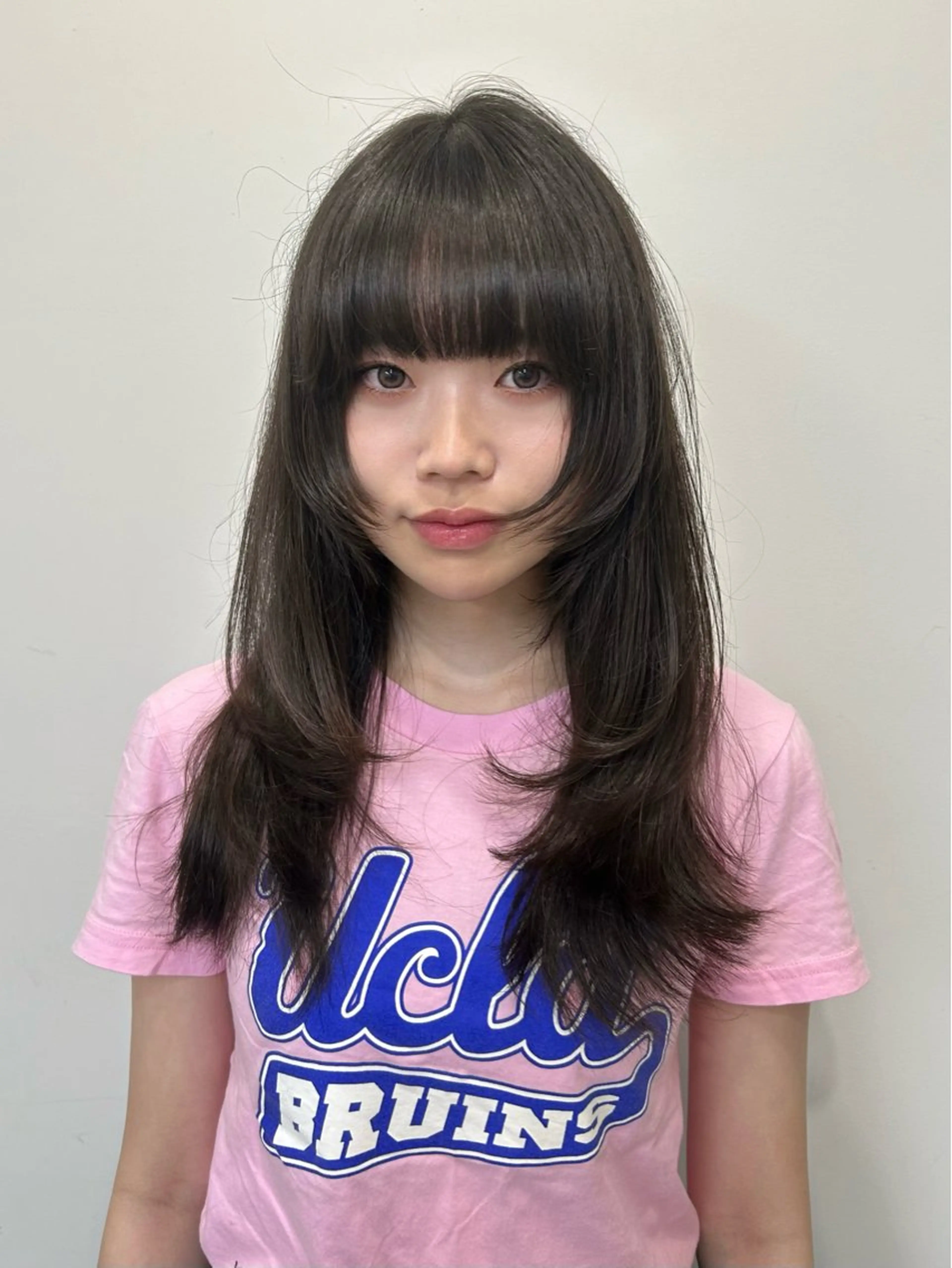 セミロング ボブ 顔まわりレイヤー 韓国風ヘア レイヤーカット 似合わせカット 心斎橋l大人韓国ヘア レイヤー×艶カラーのヘアスタイル