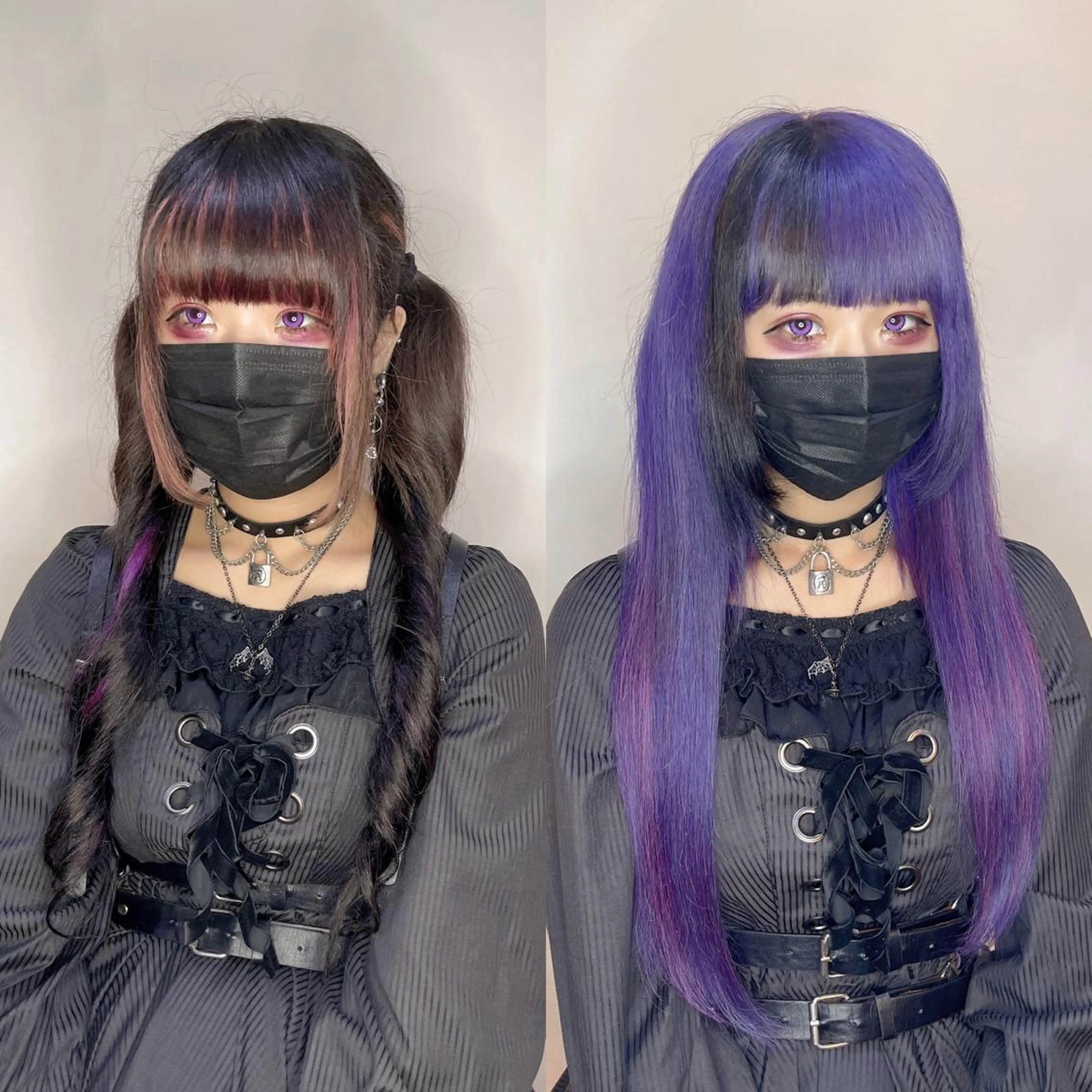 ミディアム カラー ヘアアレンジ 編み込みエクステ ダブルカラー エクステ 🌈派手髪エクステ ブレイズ🌈ひろとのヘアスタイル