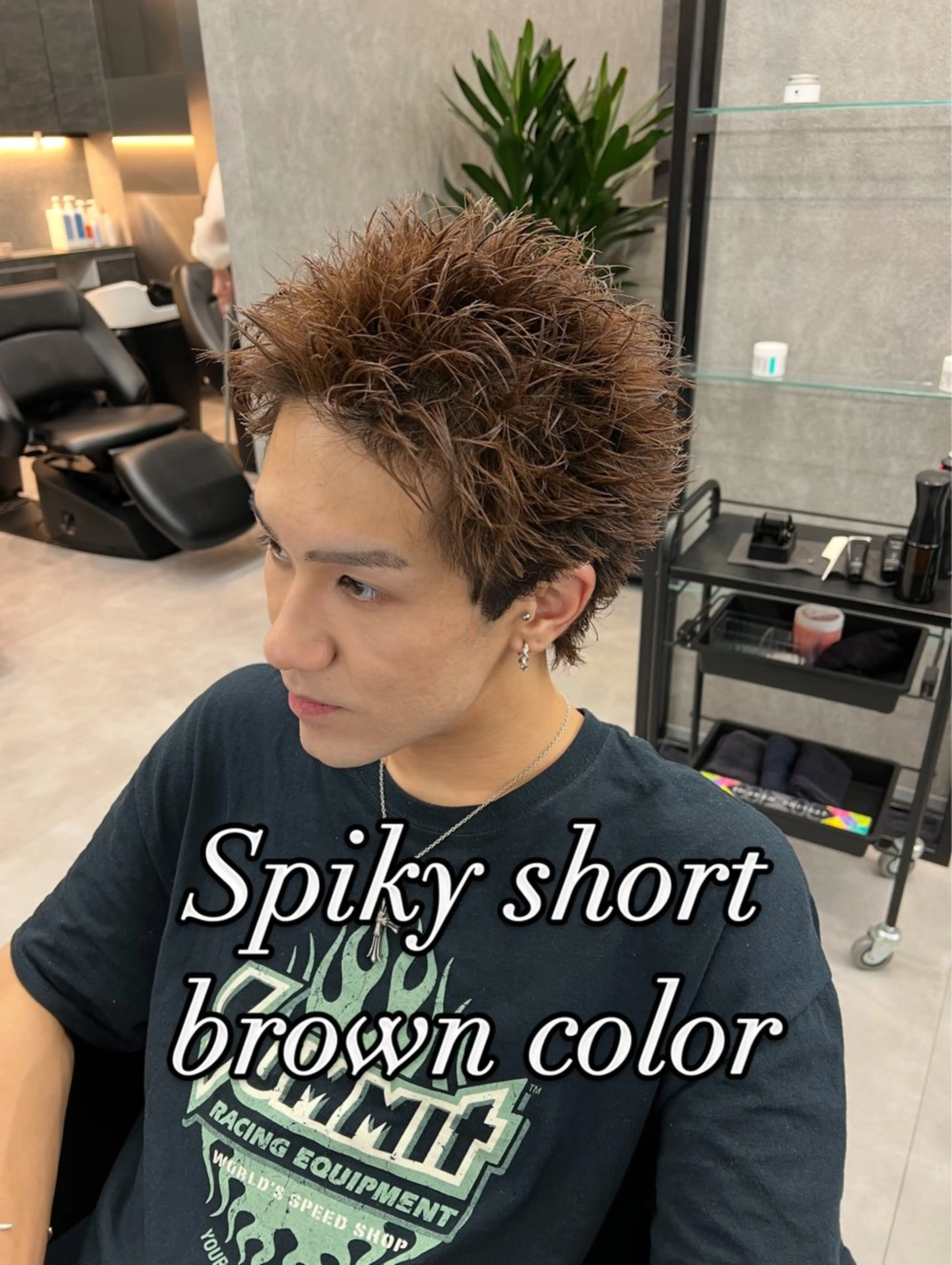 ショート カラー メンズ スパイキーショート ブラウンカラー ショートヘア カット ヘアカラー スパイキーの鬼 ヒロムのヘアスタイル