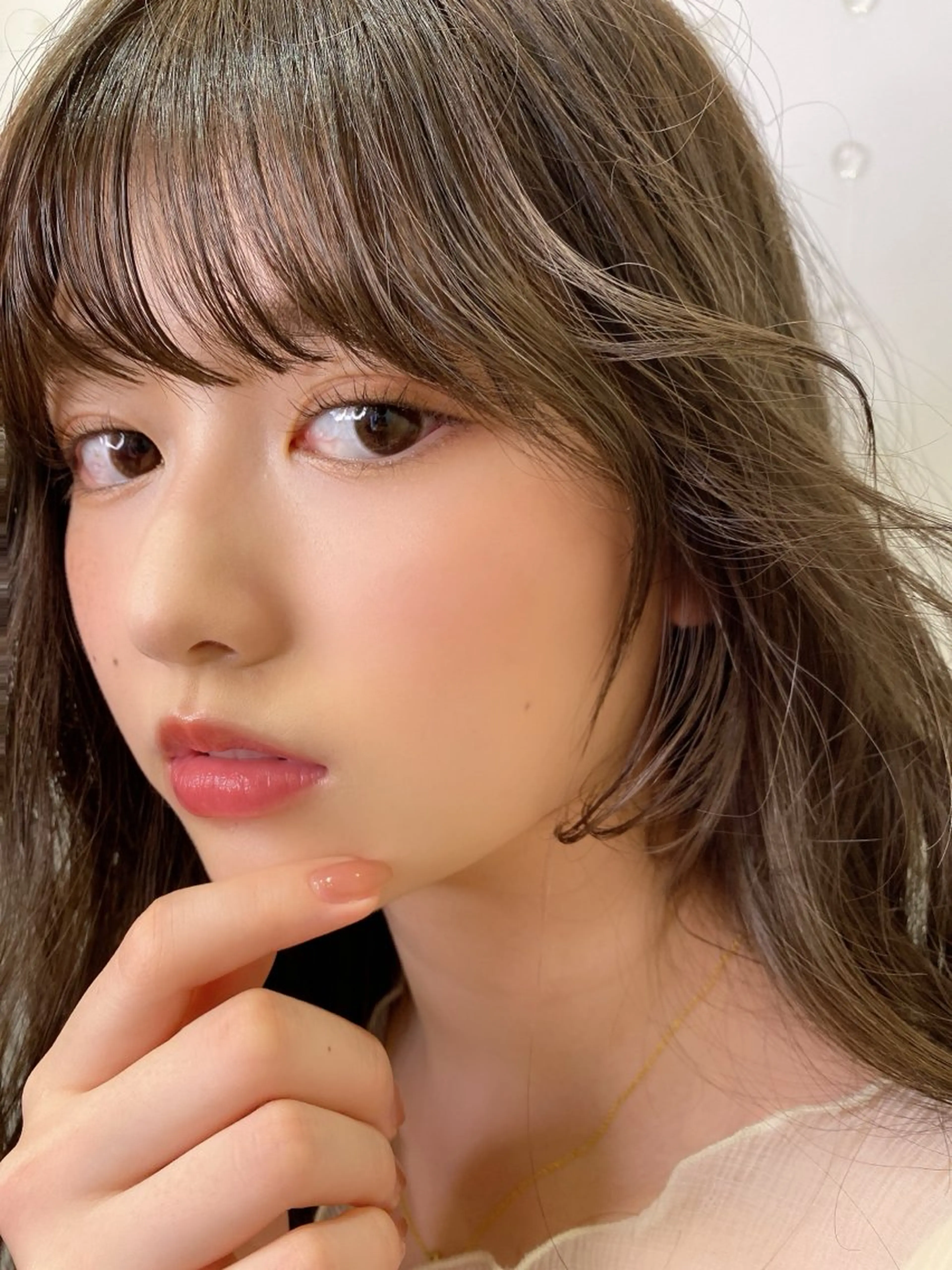 セミロング カット ヘアカラー トリートメント 韓国/ワンホンヘア 髪質改善/MaCoのヘアスタイル