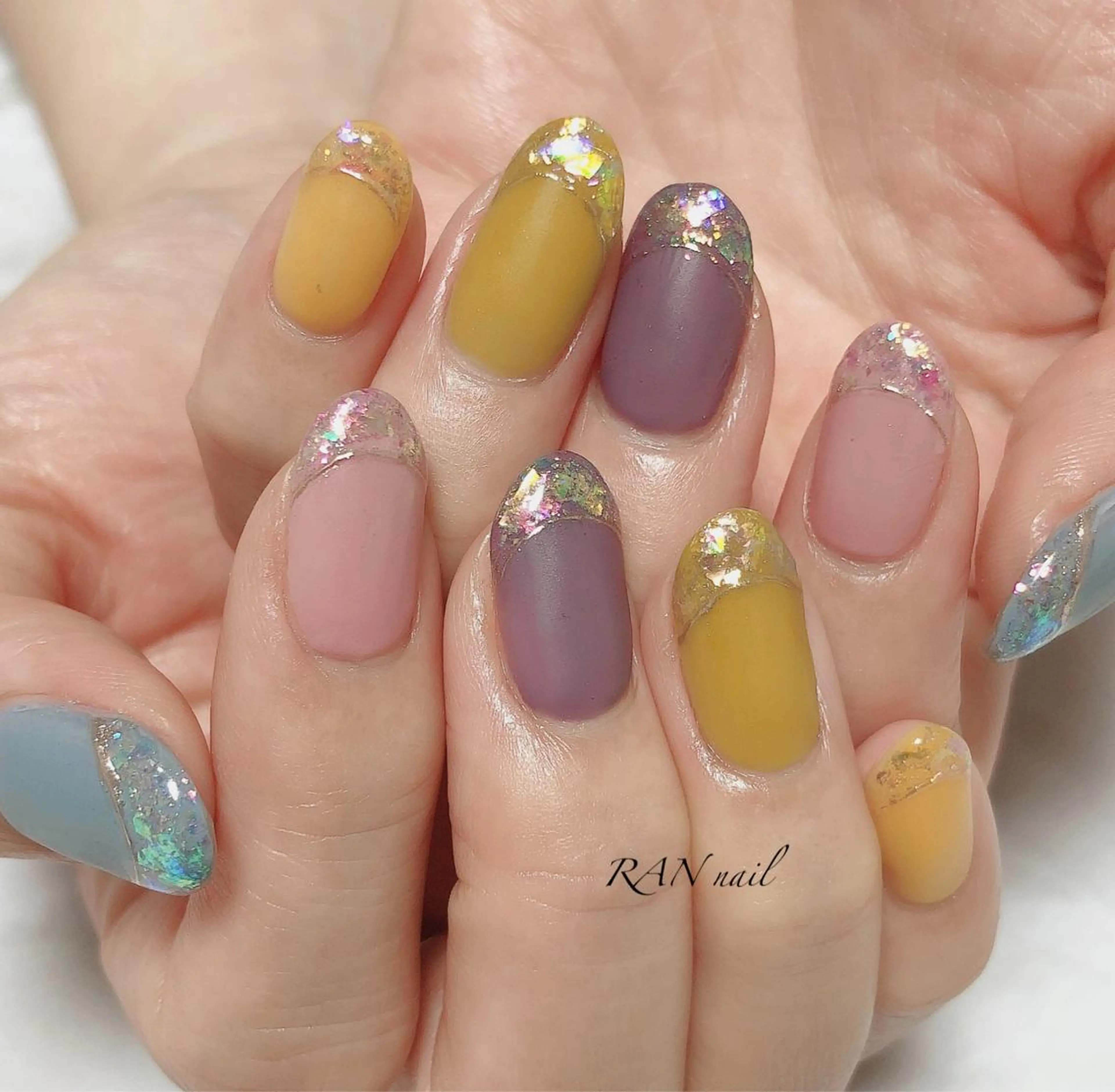 ネイル フットネイル フレンチネイル ジェルネイル ガラスフレンチ マットネイル ハンドネイル フットネイル RAN nailのネイルデザイン