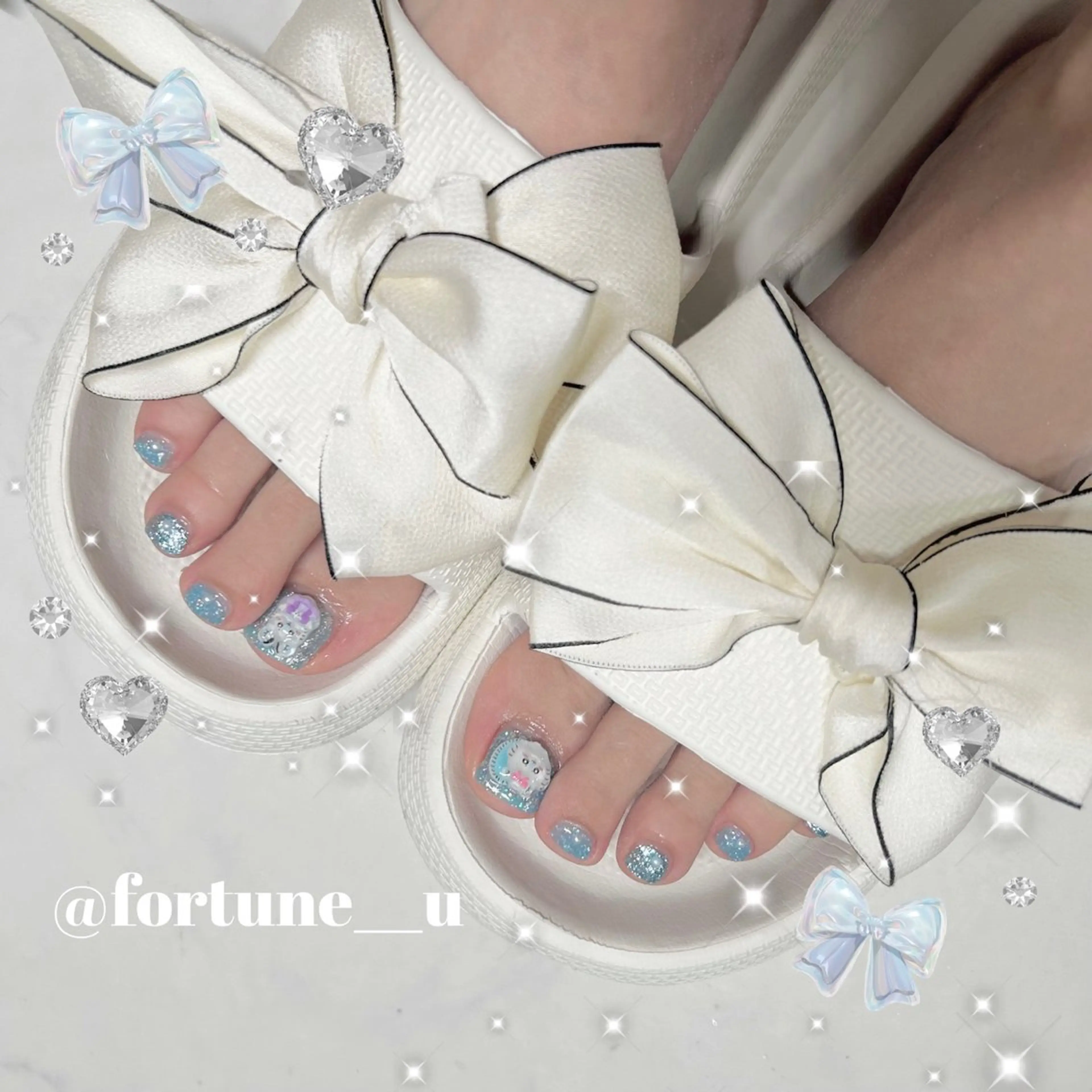 ネイル フットネイル ガーリー 韓国ネイル 持ち込み オフィスネイル 💜✩.* Yuuna💜のネイルデザイン