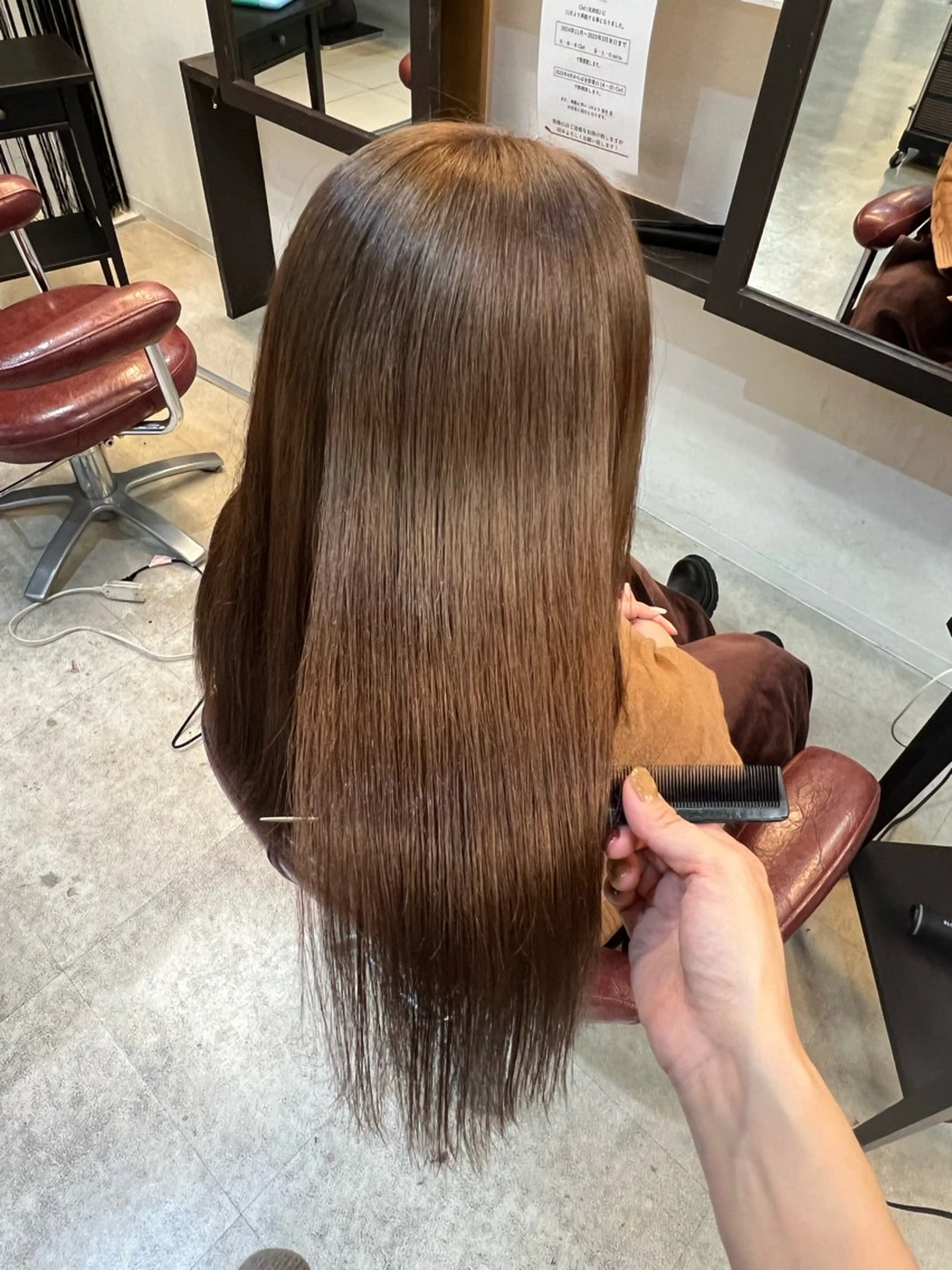 ロング カラー ブラウンカラー ココアブラウン 吉岡 なみのヘアスタイル