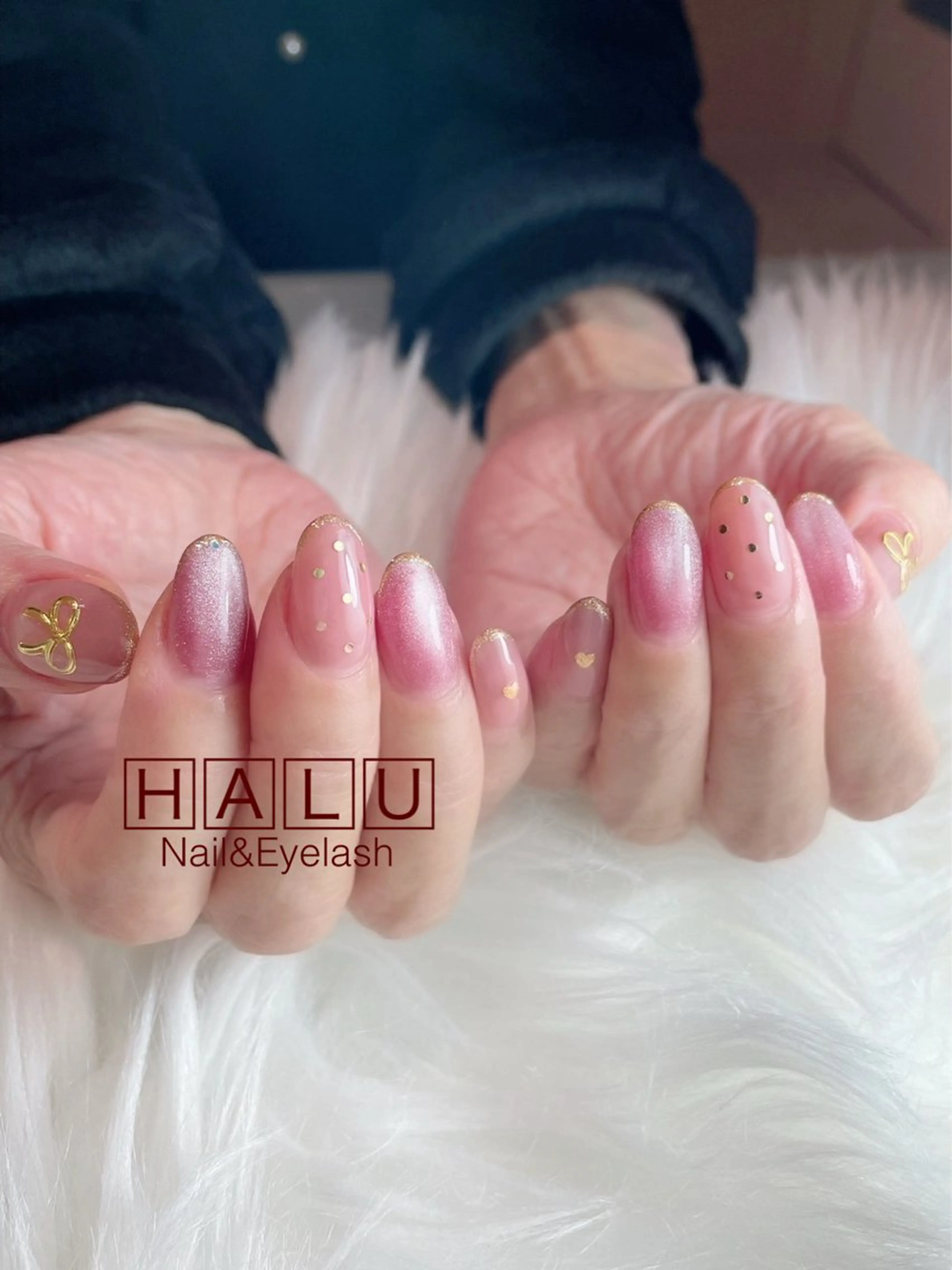 ネイル ドット リボン 春ネイル HALU ハルのネイルデザイン