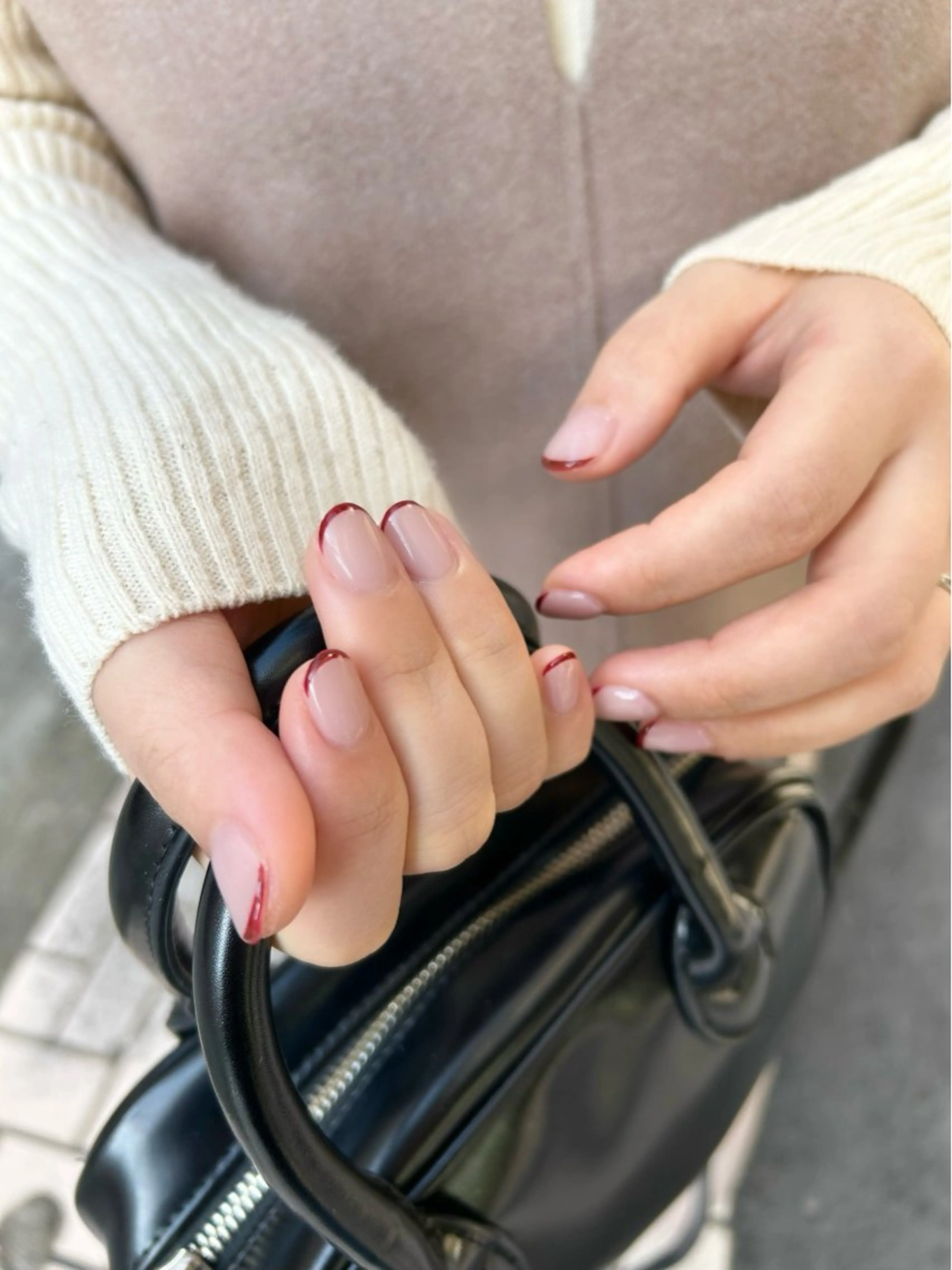 🤍フレンチ・ラメライン・ベースカラー込み（付け替えオフあり⭕️）の写真