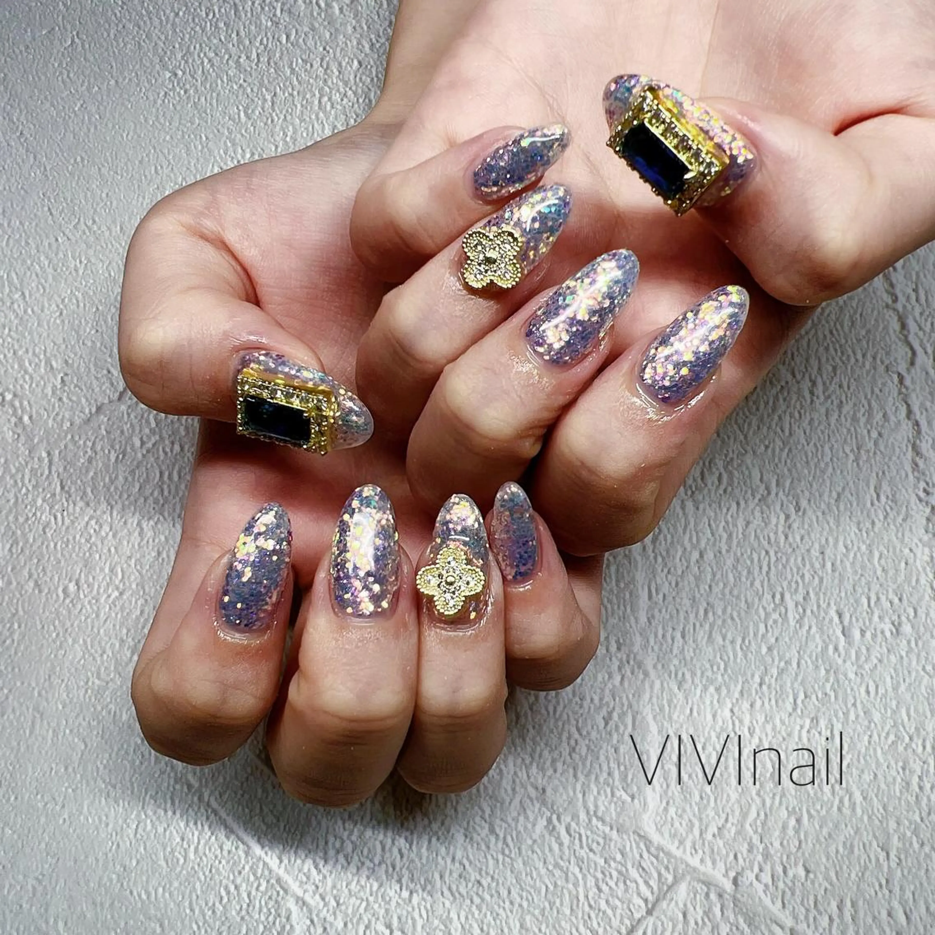 ネイル ゴージャス パープル ハンドネイル vivi nailのネイルデザイン