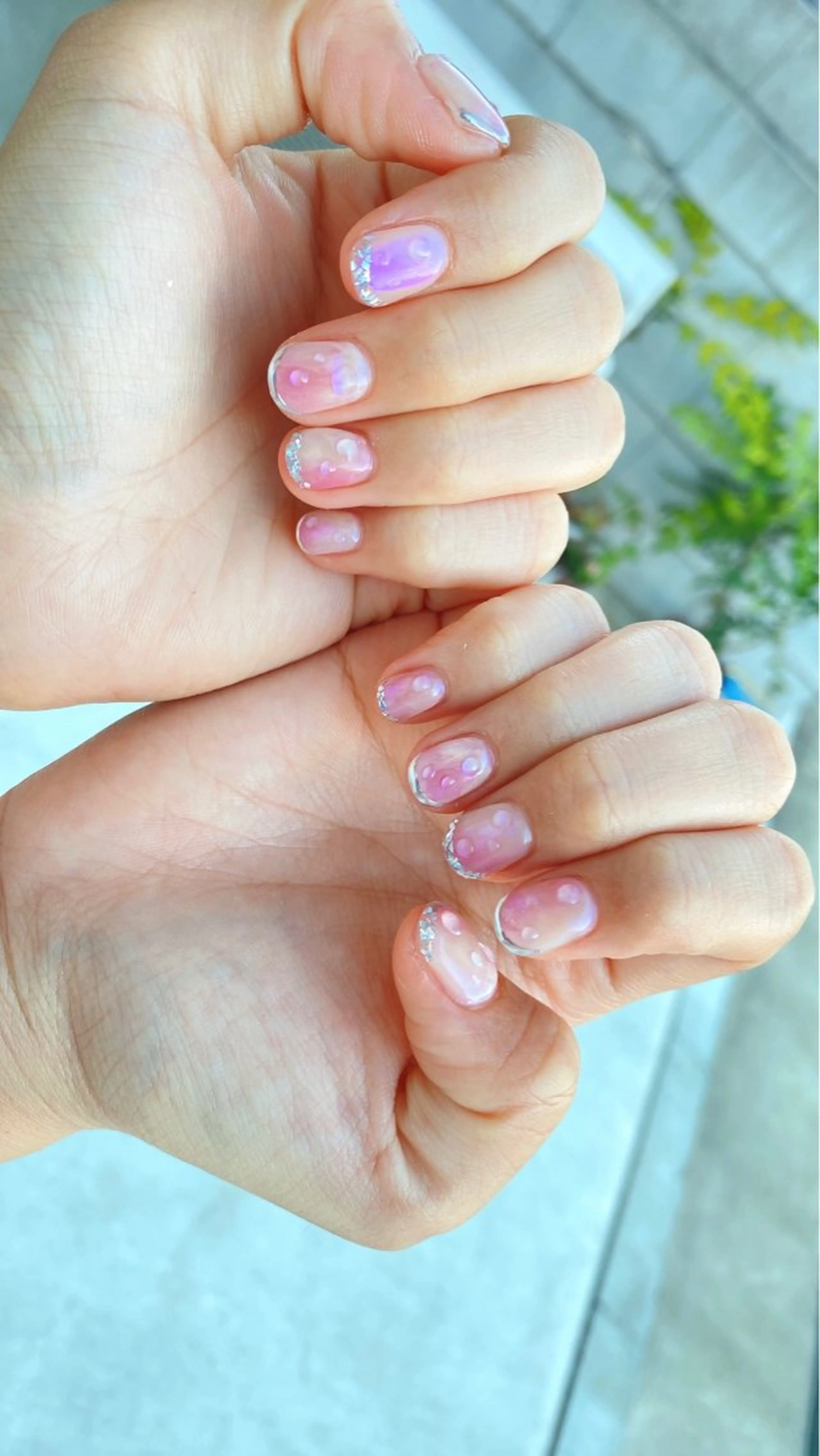 ネイル フレンチネイル ガラスフレンチ ミラーネイル HandS ネイル 自宅サロンのネイルデザイン