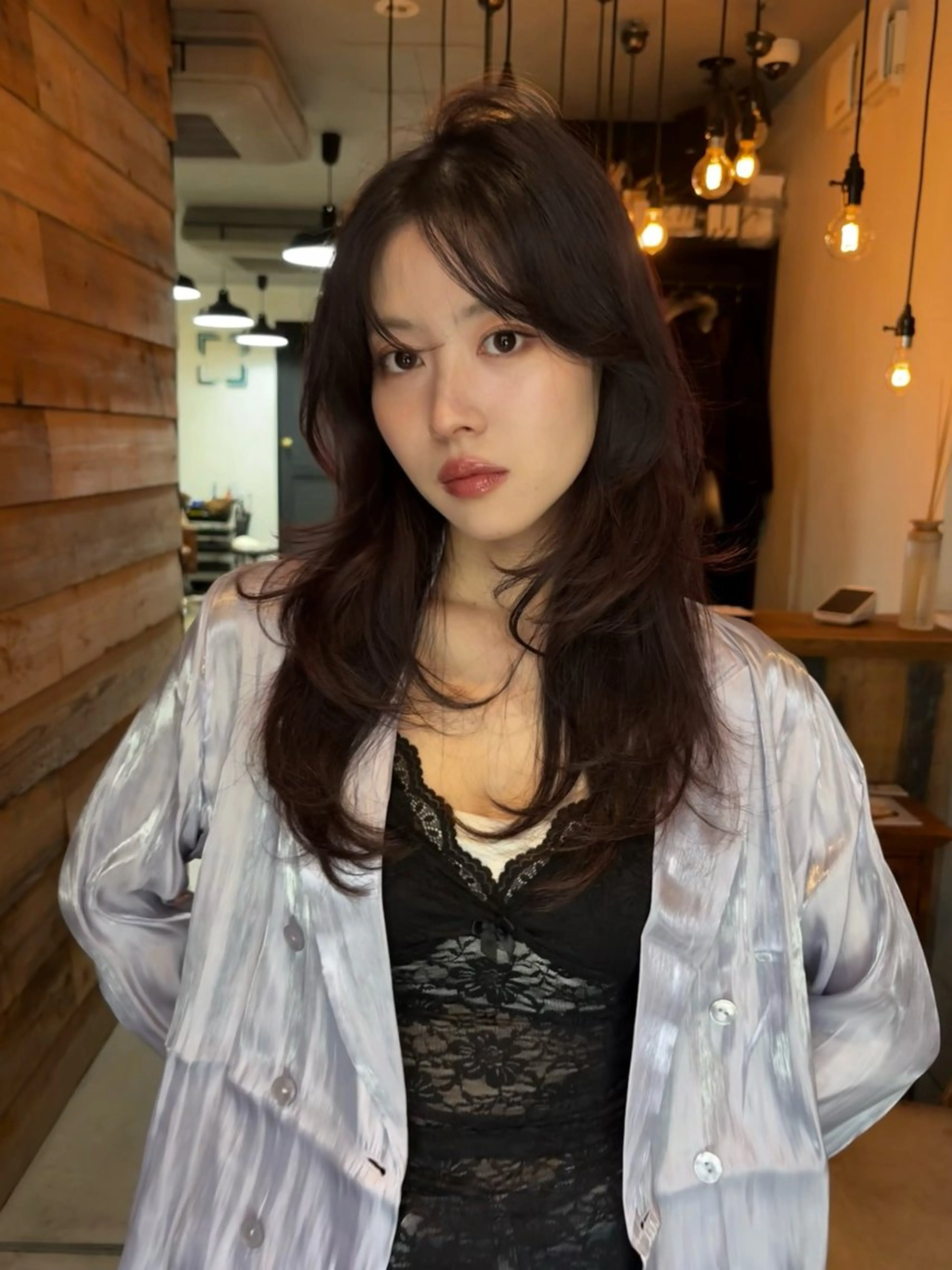 セミロング カラー パーマ カット ヘアカラー レイヤー/透明感/ ブリーチなし/わかなのヘアスタイル