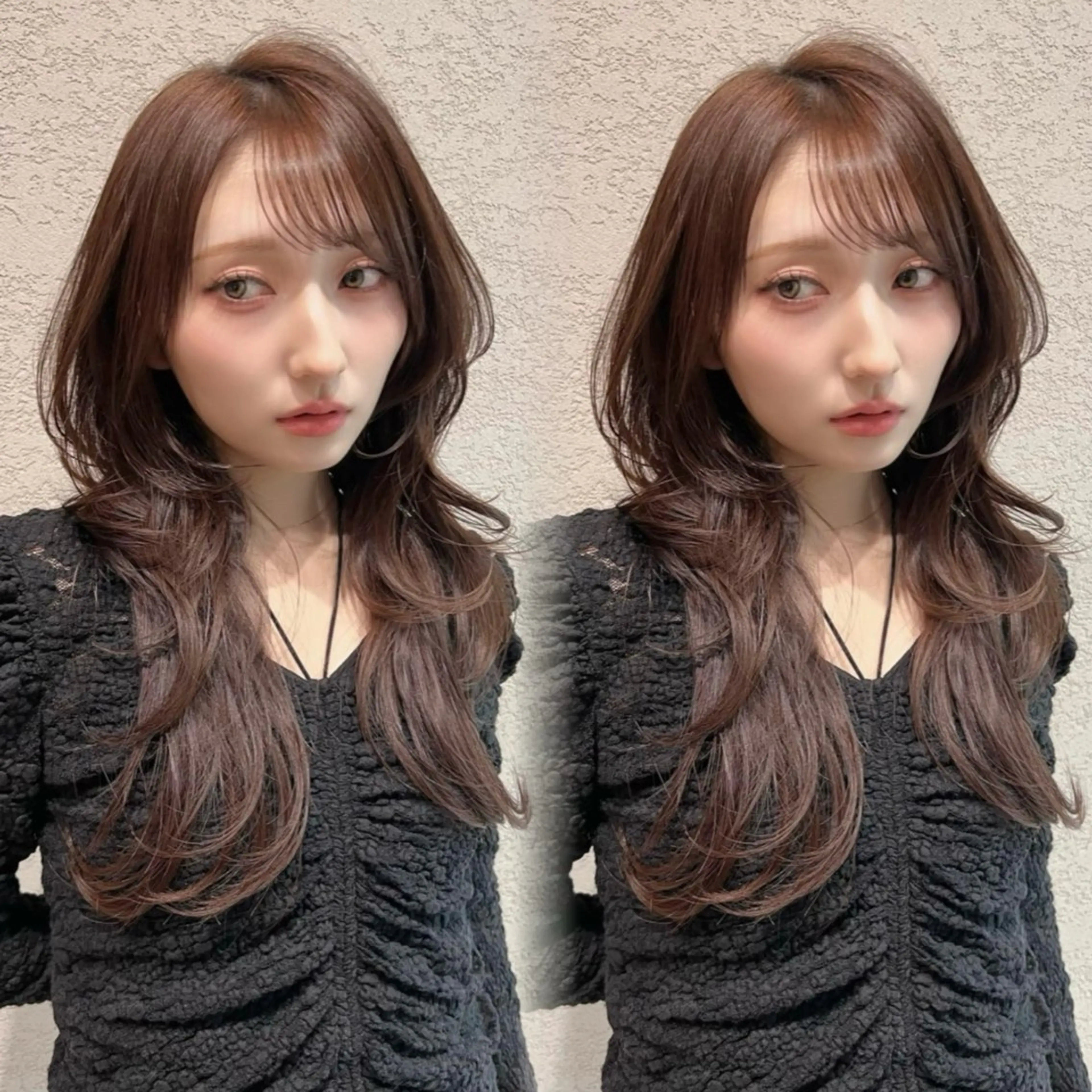 ロング カラー カット ヘアカラー トリートメント 興津/韓国レイヤー ダブルカラー美髪縮毛のヘアスタイル