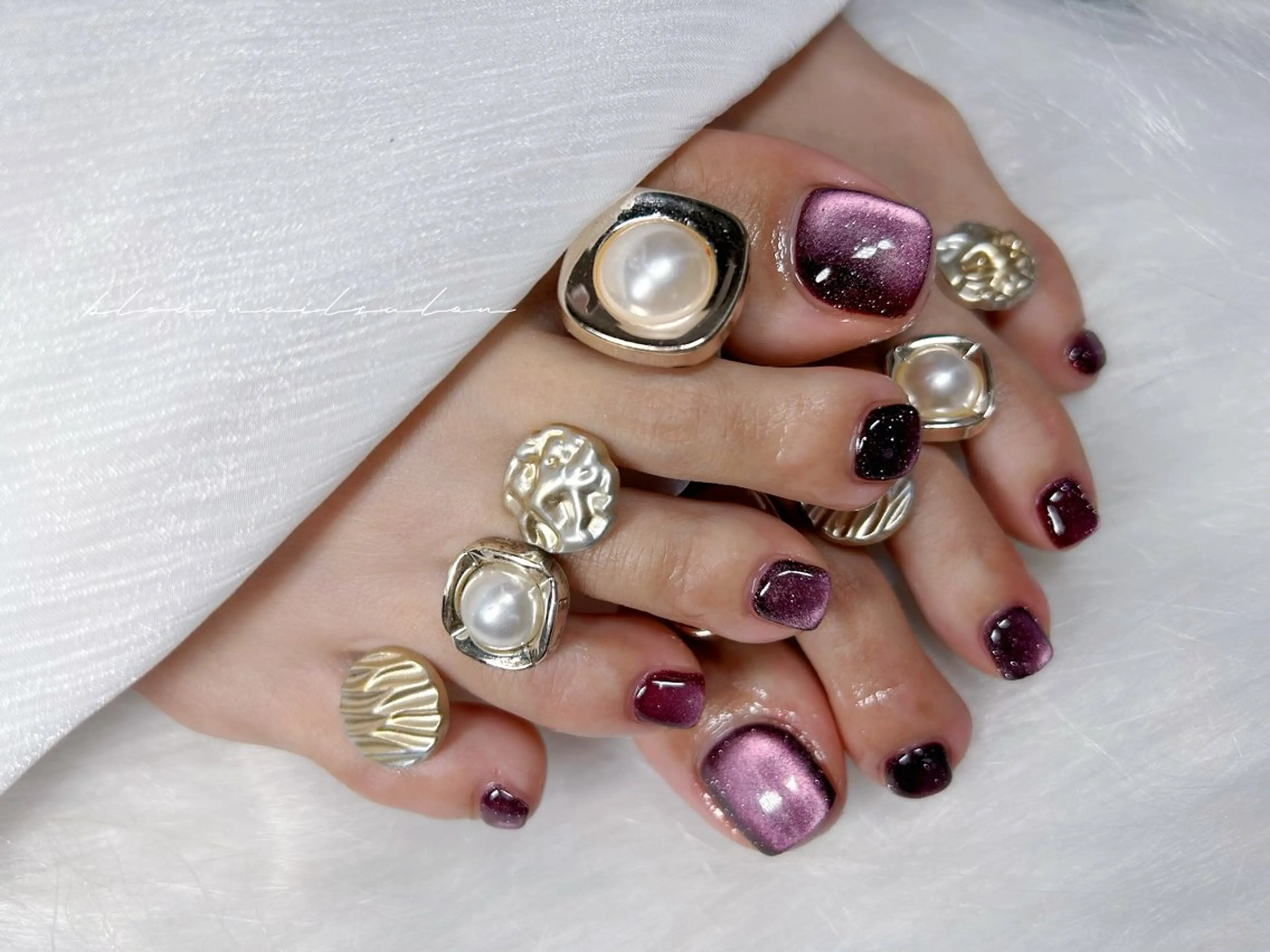 【Foot】🍊マグネットorミラーネイルの写真