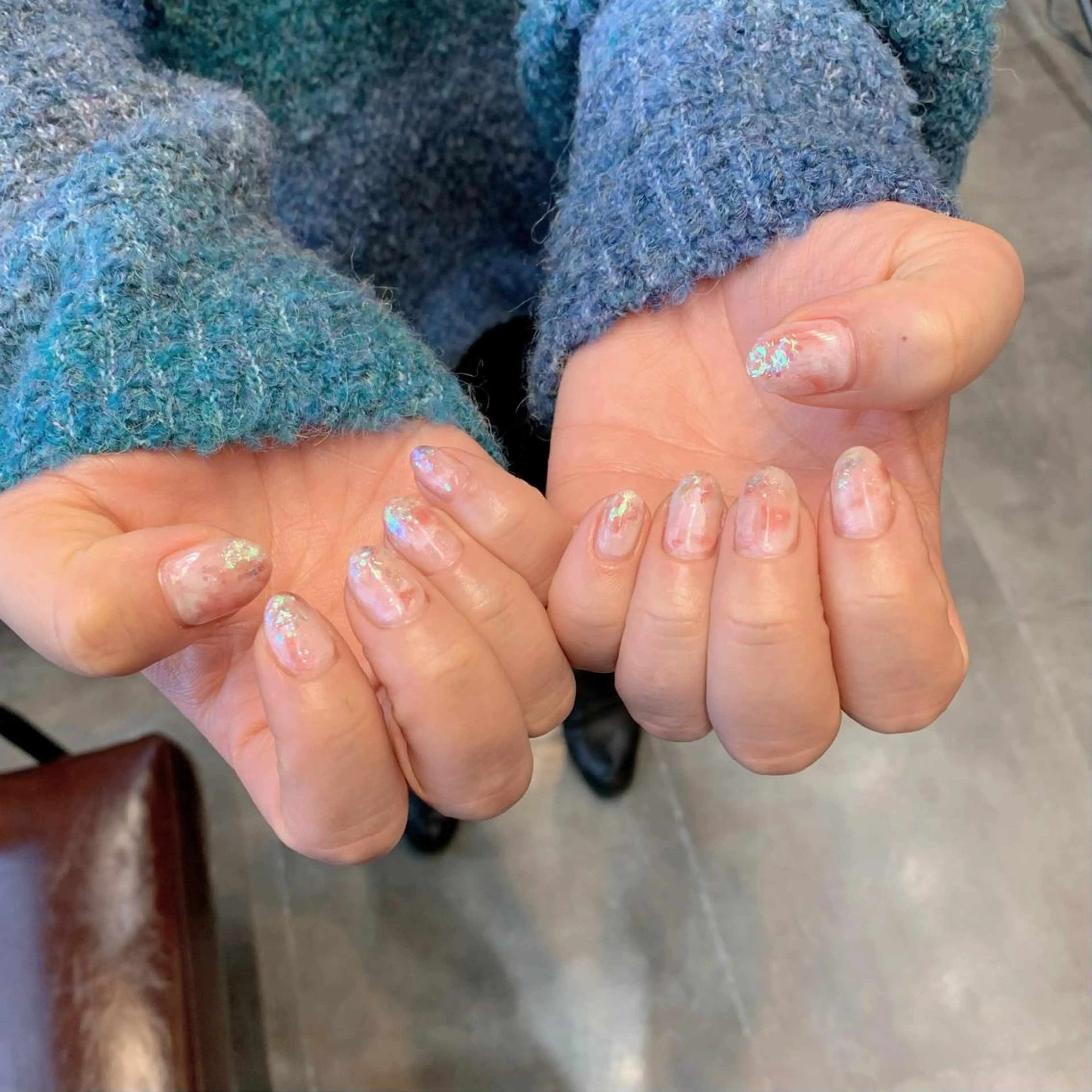 ネイル オーロラネイル クリアネイル ハンドネイル YUKIMO🍎名駅 /ニュアンスのネイルデザイン