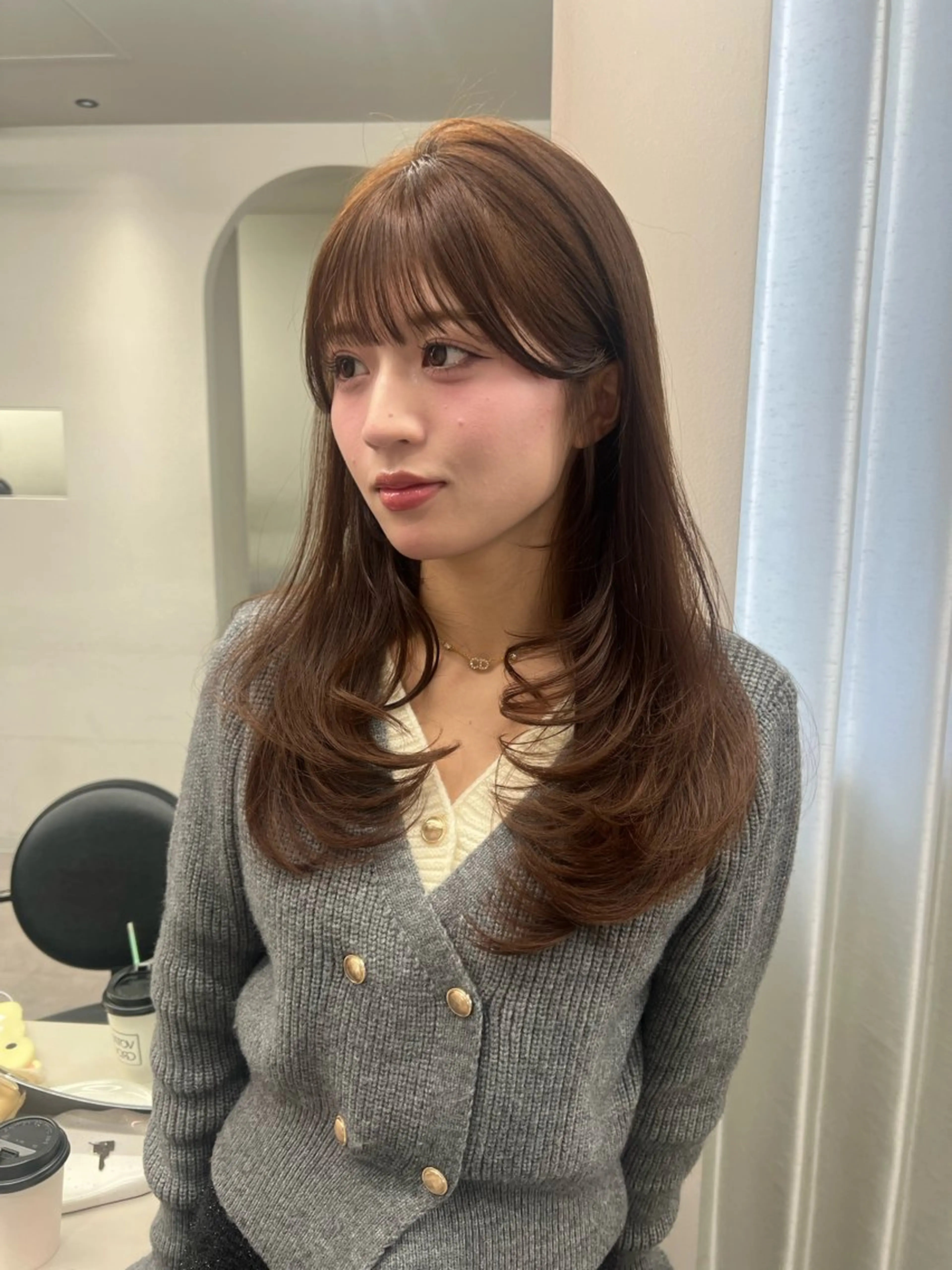 ミディアム カラー 髪質改善 韓国風ヘア レイヤーカット 小顔カット トリートメント カット トリートメント 渋谷美容室/韓国ヘア /misakiのヘアスタイル