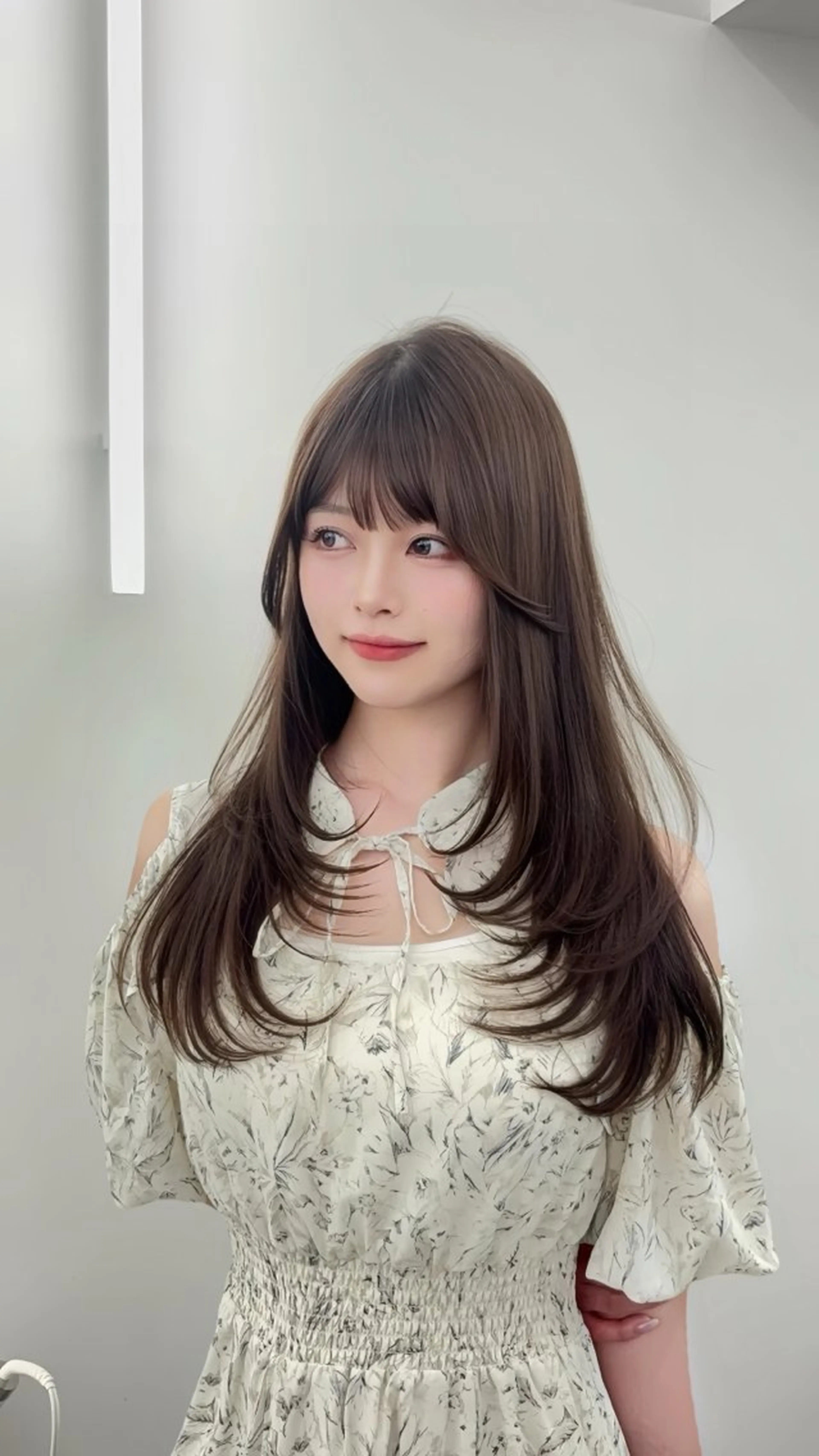 ロング カラー 小顔カット カット ヘアカラー トリートメント 韓国ヘア/レイヤー/ 顔まわり足立遥奈のヘアスタイル