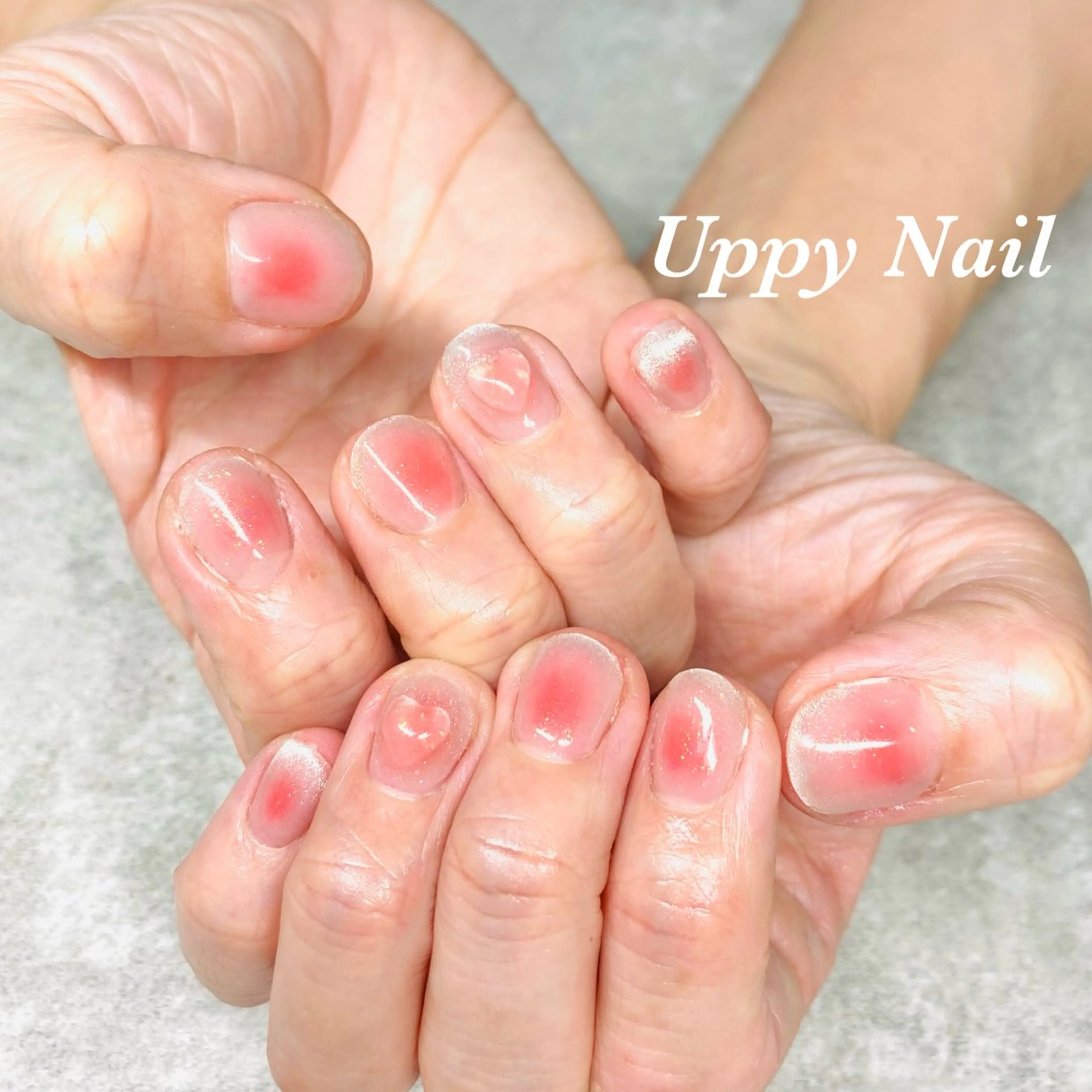 ネイル チークネイル ハート マグネットネイル ハンドネイル Uppy Nail ukyoのネイルデザイン