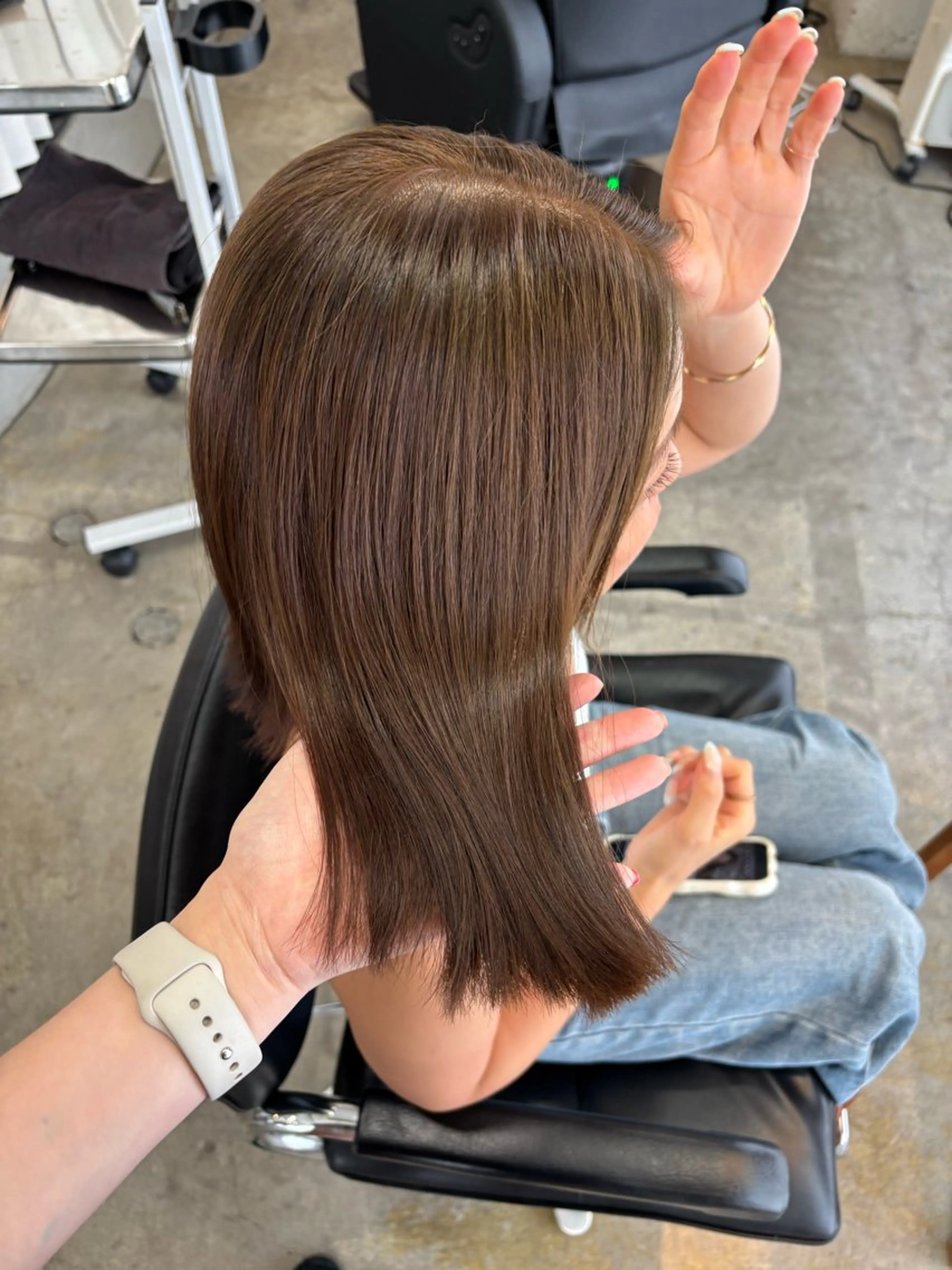 カラー ブリーチ ミント ブリーチなしカラー ヘアカラー トリートメント ヘッドスパ 🎀透明感カラー🎀 Yurinoのヘアスタイル