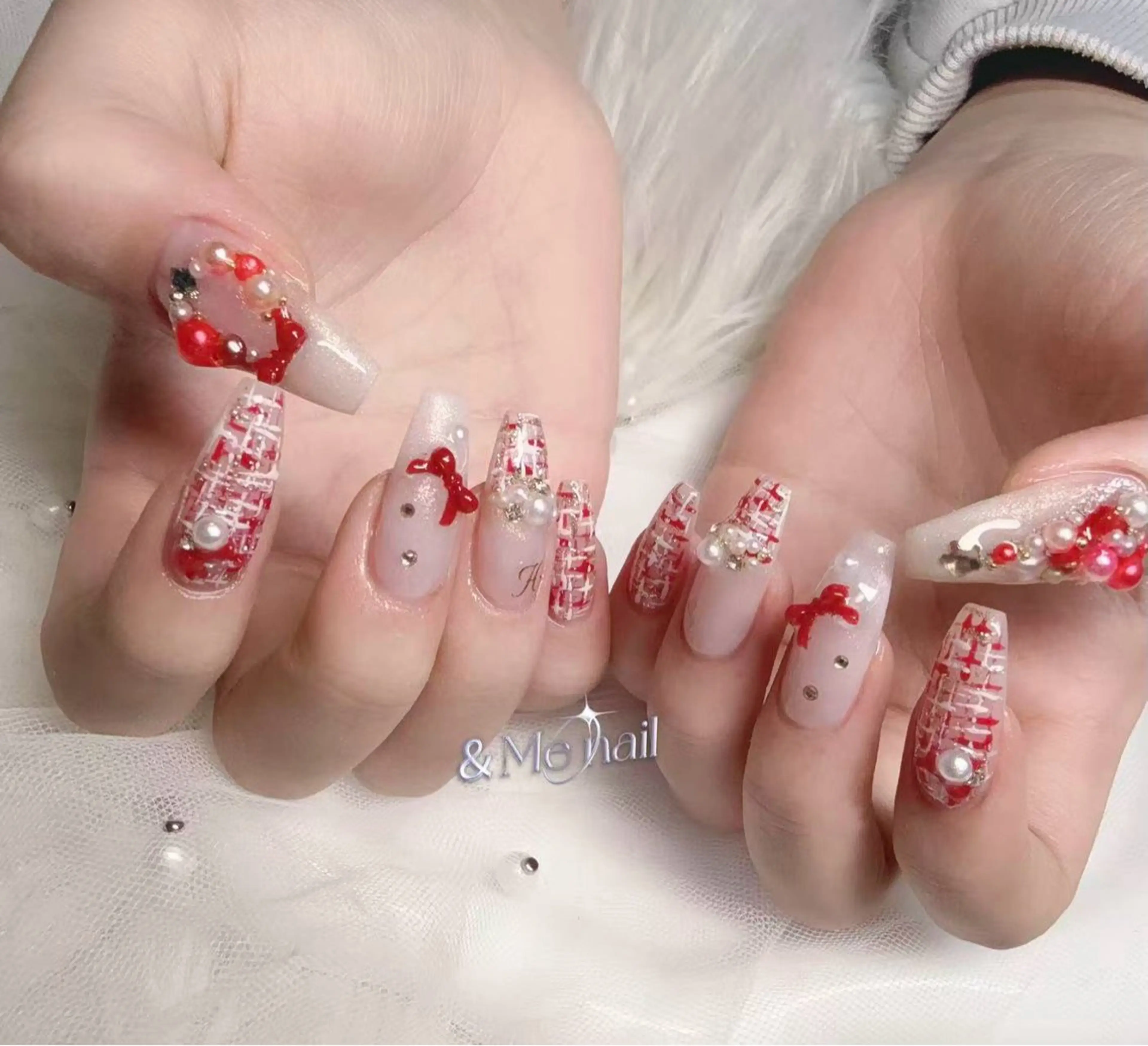 ネイル ツイードネイル 冬ネイル クリスマス Fukuda シュウのネイルデザイン