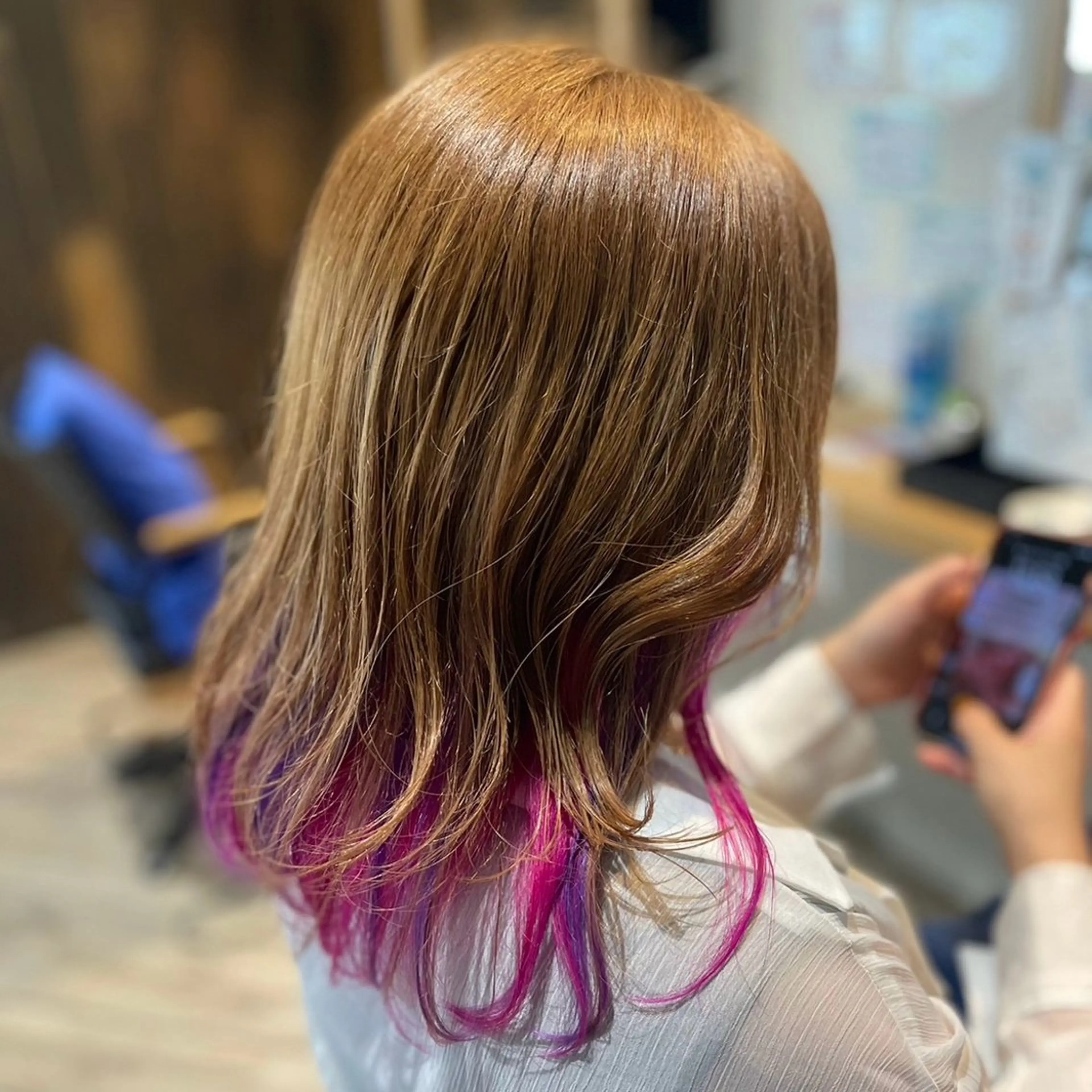 セミロング カラー インナーカラー 卒業式のヘアスタイル 🫧RYOグレージュ /透け感カラー🫧のヘアスタイル