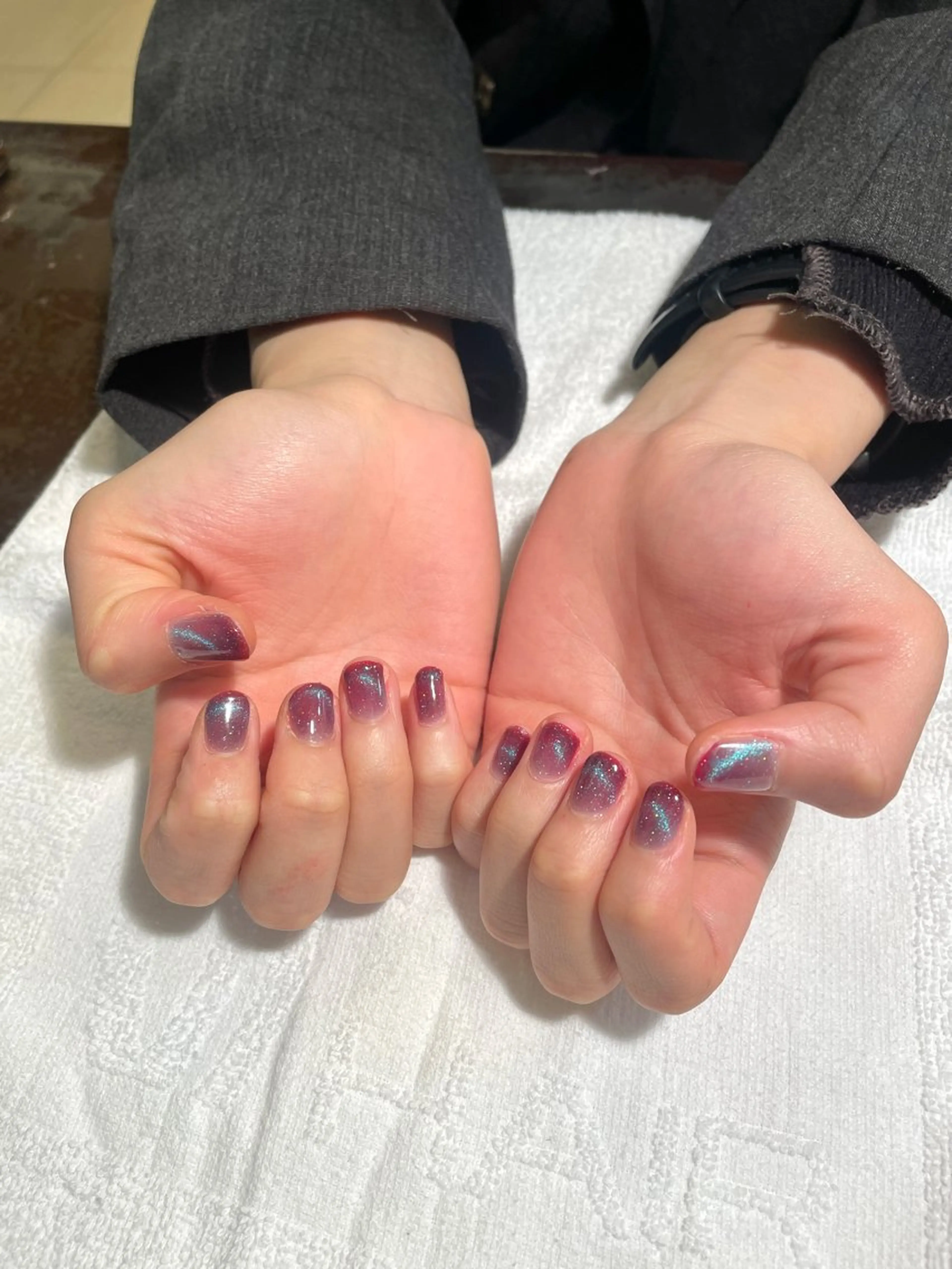 ネイル フレンチネイル マグネットネイル マグネットフレンチ ハンドネイル Of  hair宮崎台店所属・菊池 菜月のヘアスタイル