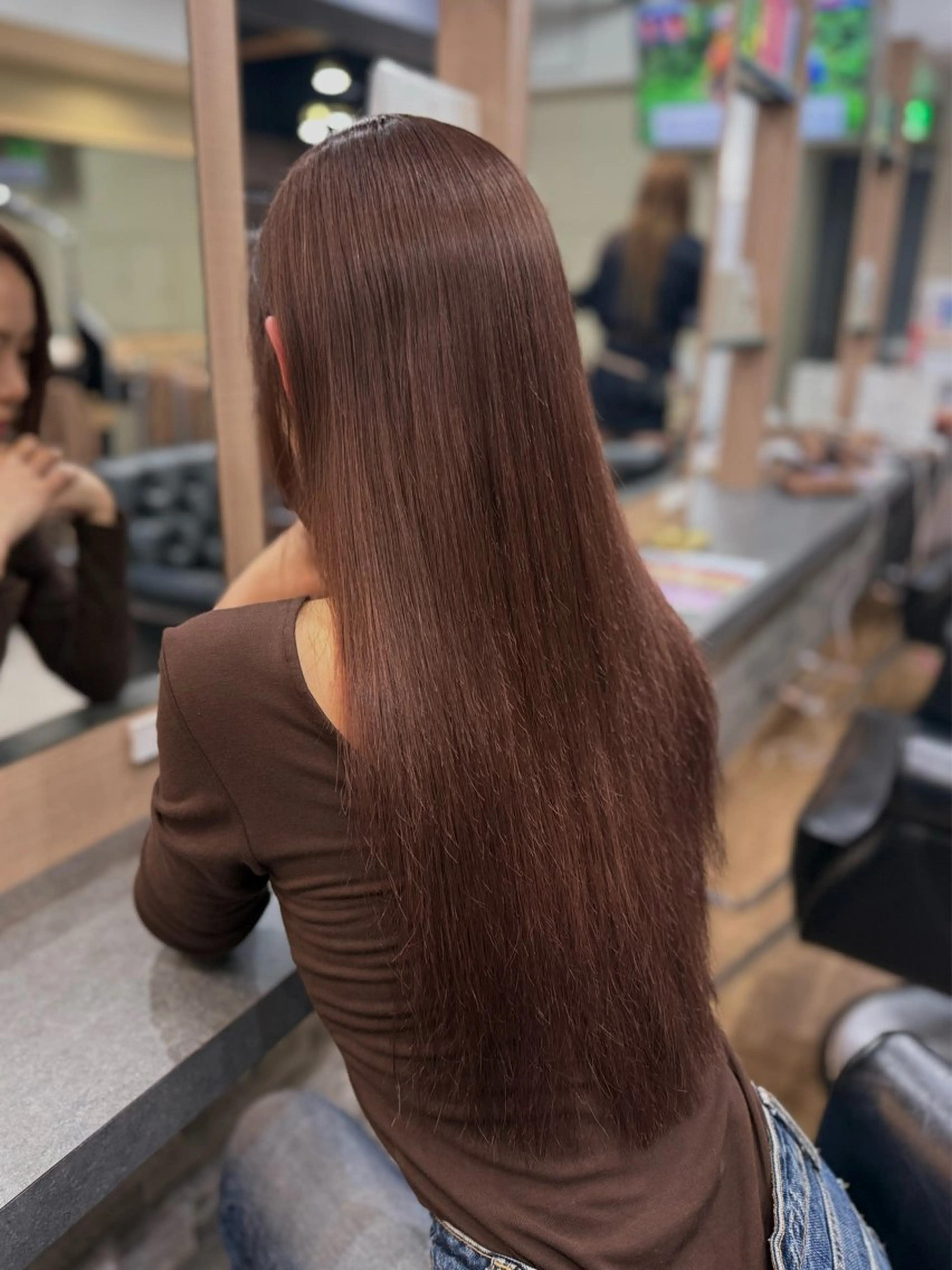 ロング カラー ブリーチ ブラウンカラー 透明感カラー ブリーチなしカラー ピンクカラー カット ヘアカラー ハイトーン/エクステ 横浜/RIEのヘアスタイル