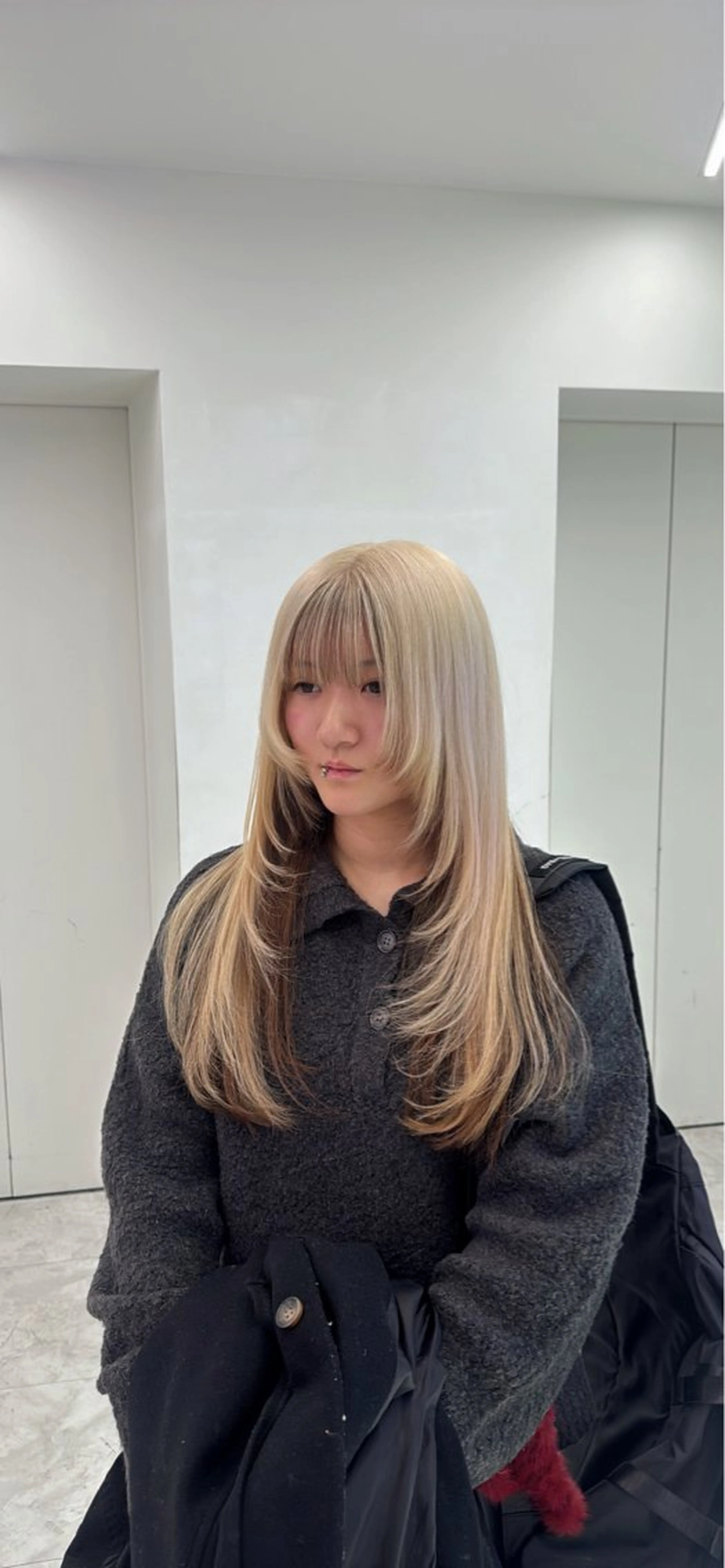 ロング カラー ヘアアレンジ ウルフカット×ハイ トーン職人🤍ゆうひのヘアスタイル