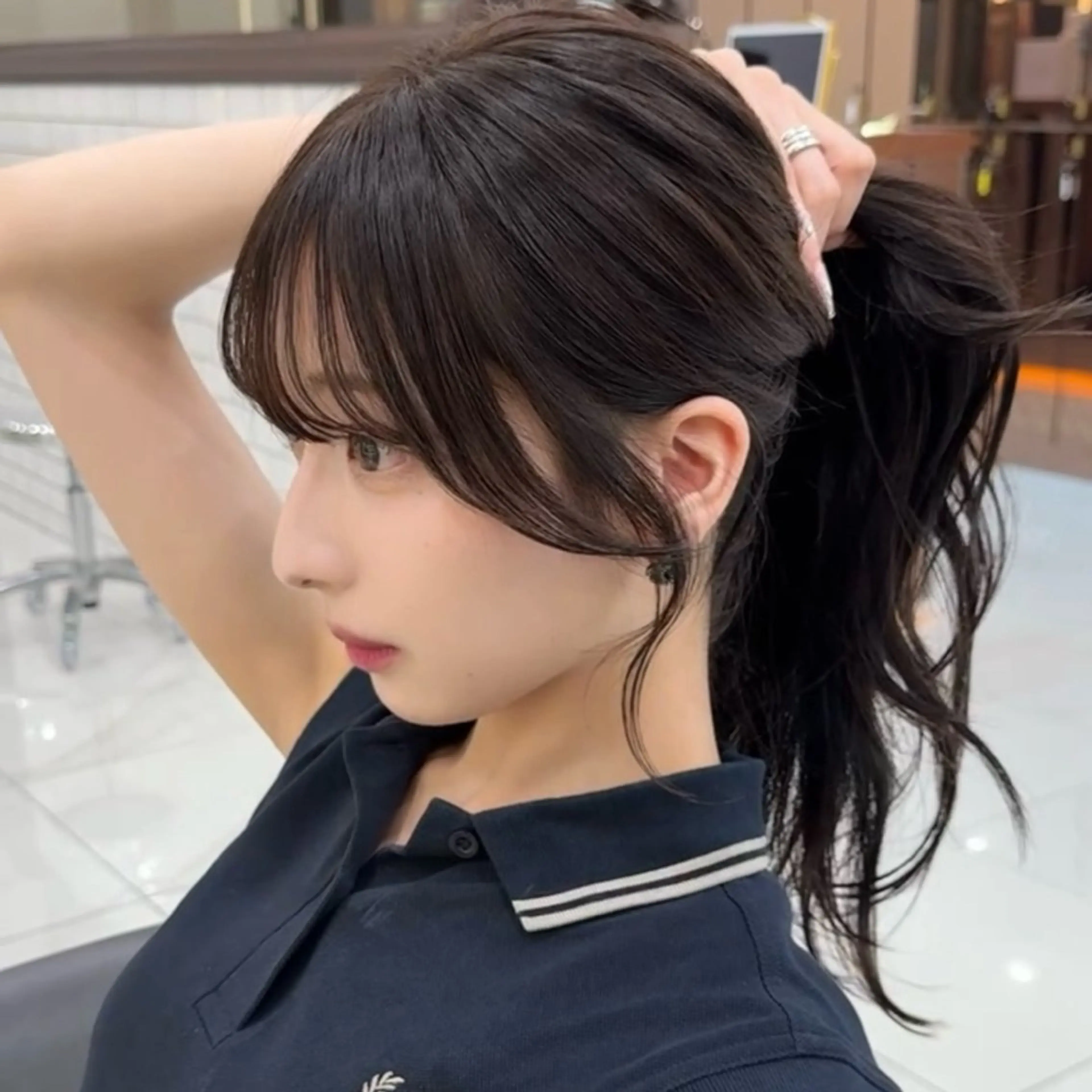 ロング 顔周りカット おくれ毛 小顔カット ショート/ハイライト 無料‼️愛斗のヘアスタイル