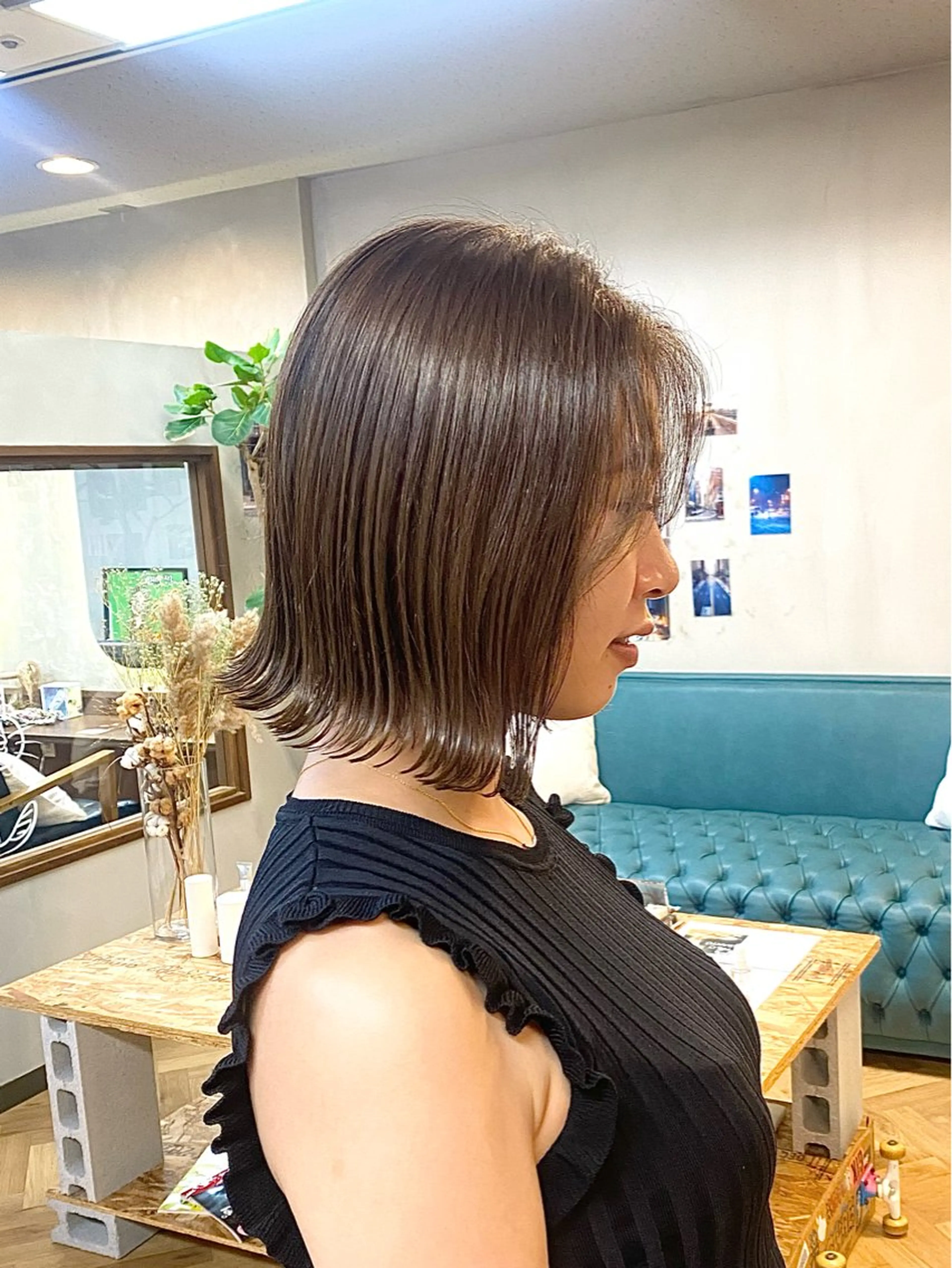 ミディアム カラー パーマ グレージュ カット ヘアカラー トリートメント ハル🌸柔色/ ブリーチなし/艶髪のヘアスタイル