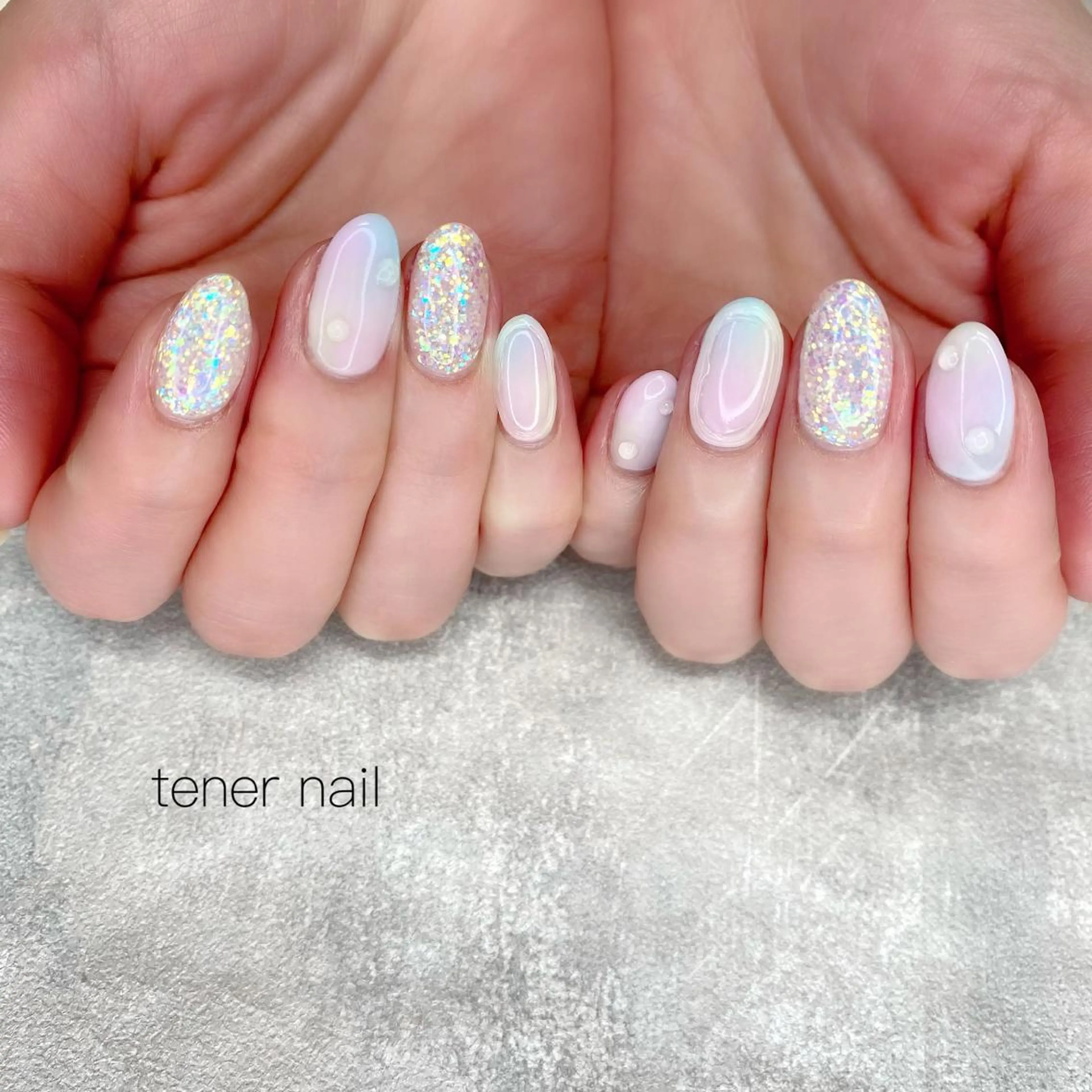 ネイル オーロラネイル ラメ(グリッター) 大理石ネイル(マーブル) テネルネイル tener nailのネイルデザイン