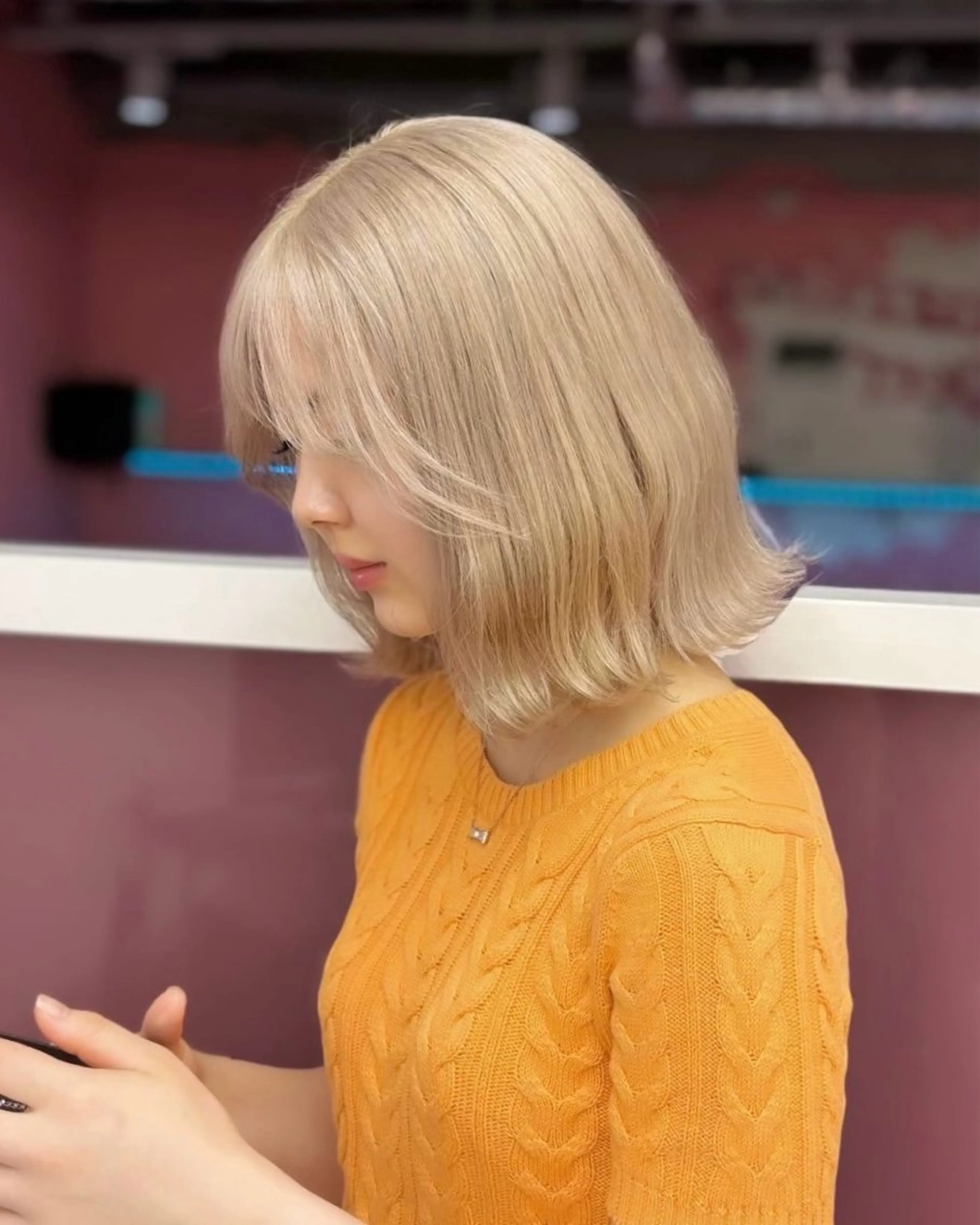 ミディアム カラー 田中麻鈴/ハイトーン /ミルクティーのヘアスタイル