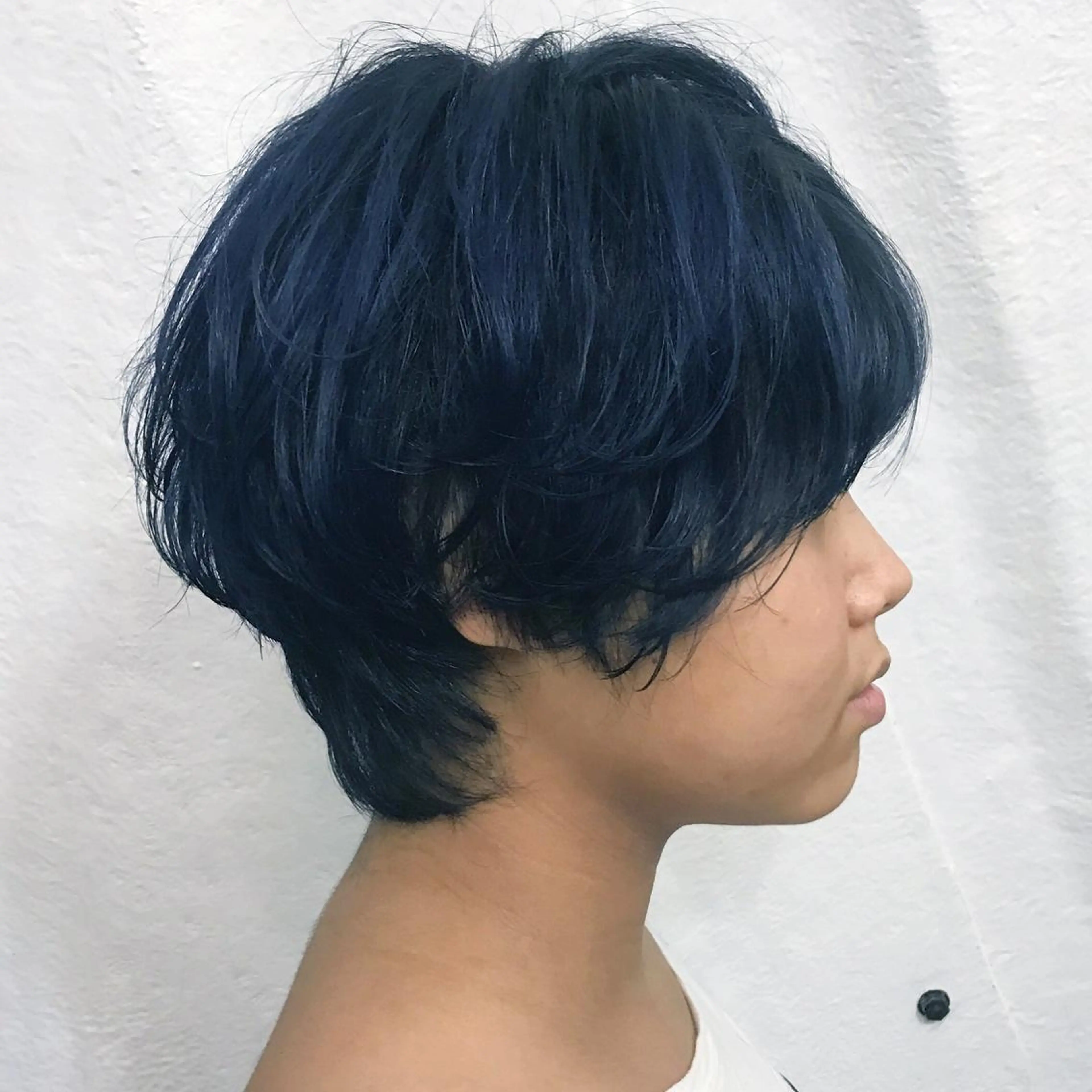 ショート カラー ブリーチ ブルーカラー ネイビーカラー ショートヘア K-POP好き美容師 🇰🇷Kai.Yのヘアスタイル