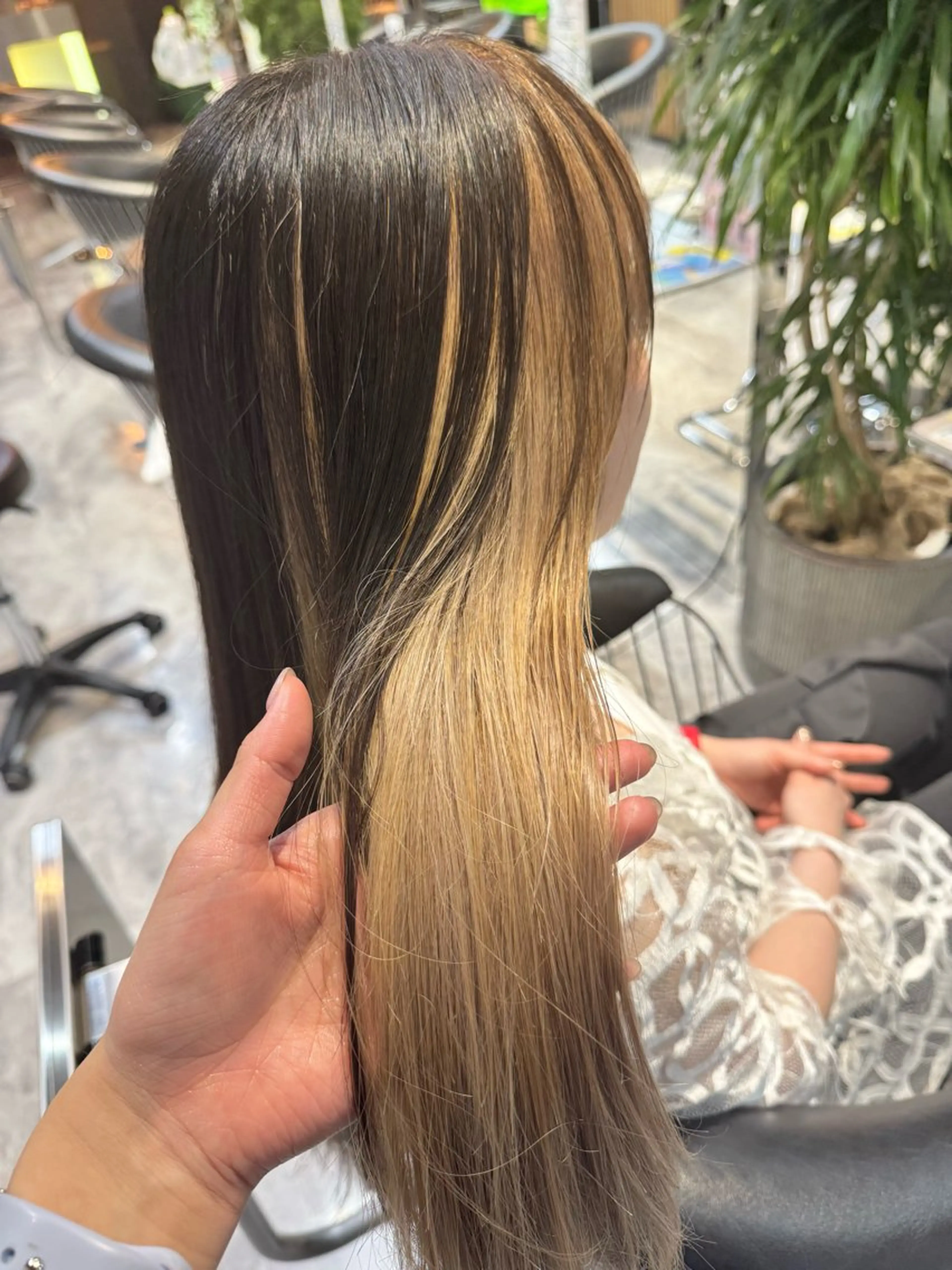 セミロング カラー ブリーチ 韓国艶髪/透明感 カラー/ひなののヘアスタイル