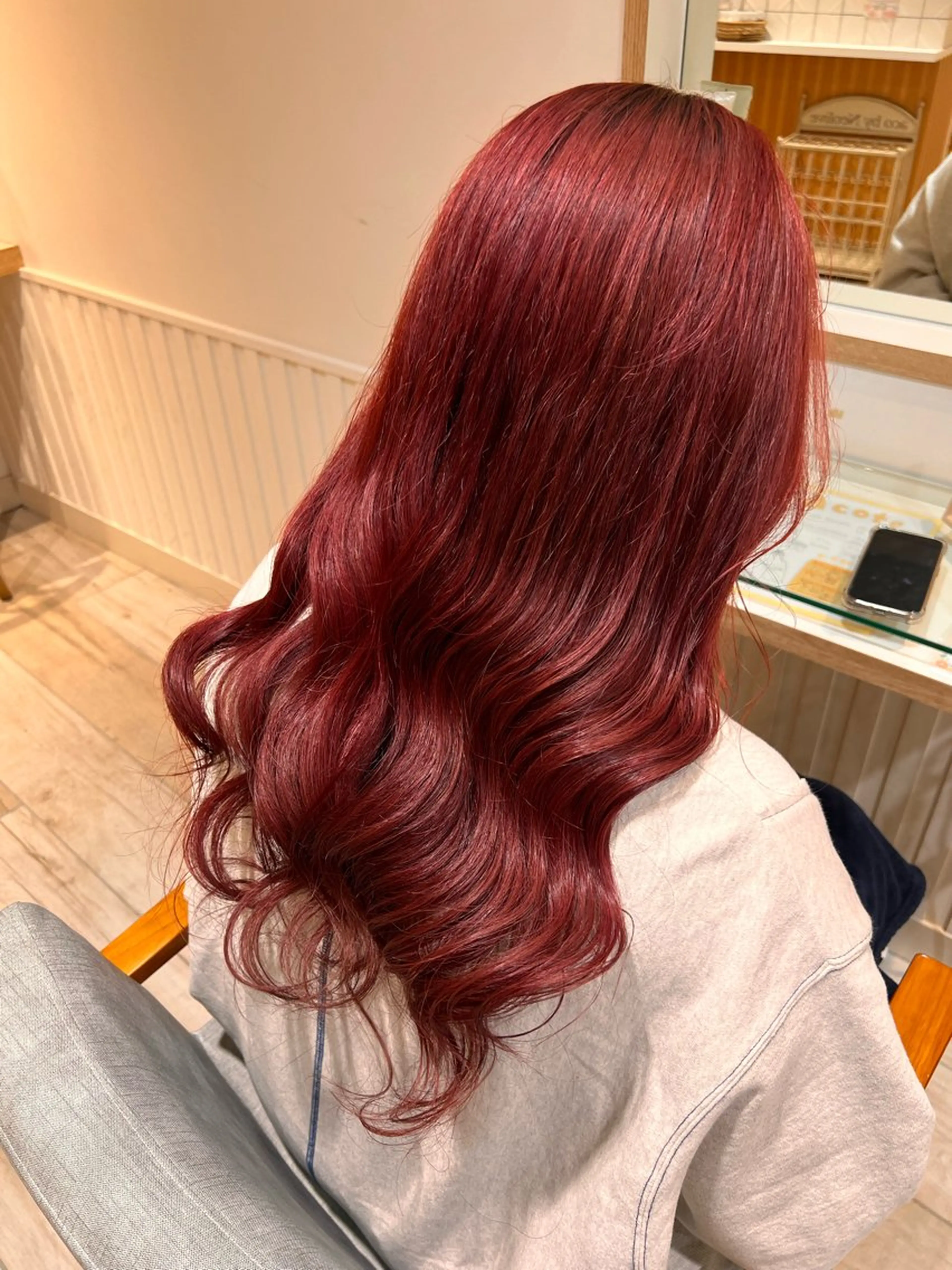 ロング カラー ブリーチ レッドカラー 🦋 Saki🦋のヘアスタイル