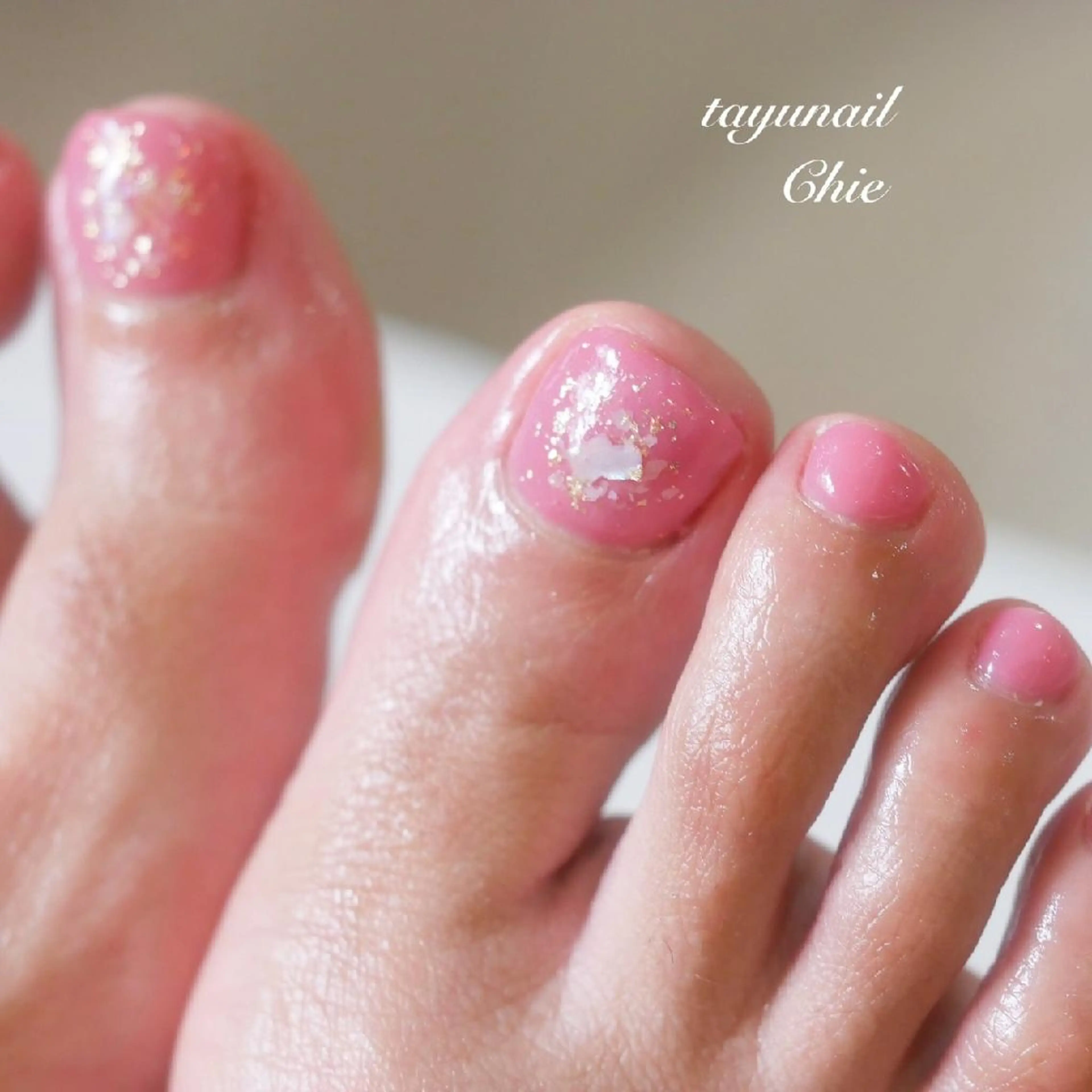 ネイル ブルー フットネイル ジェルネイル パラジェル ピンク ネイルサロン 【たゆnail】のネイルデザイン