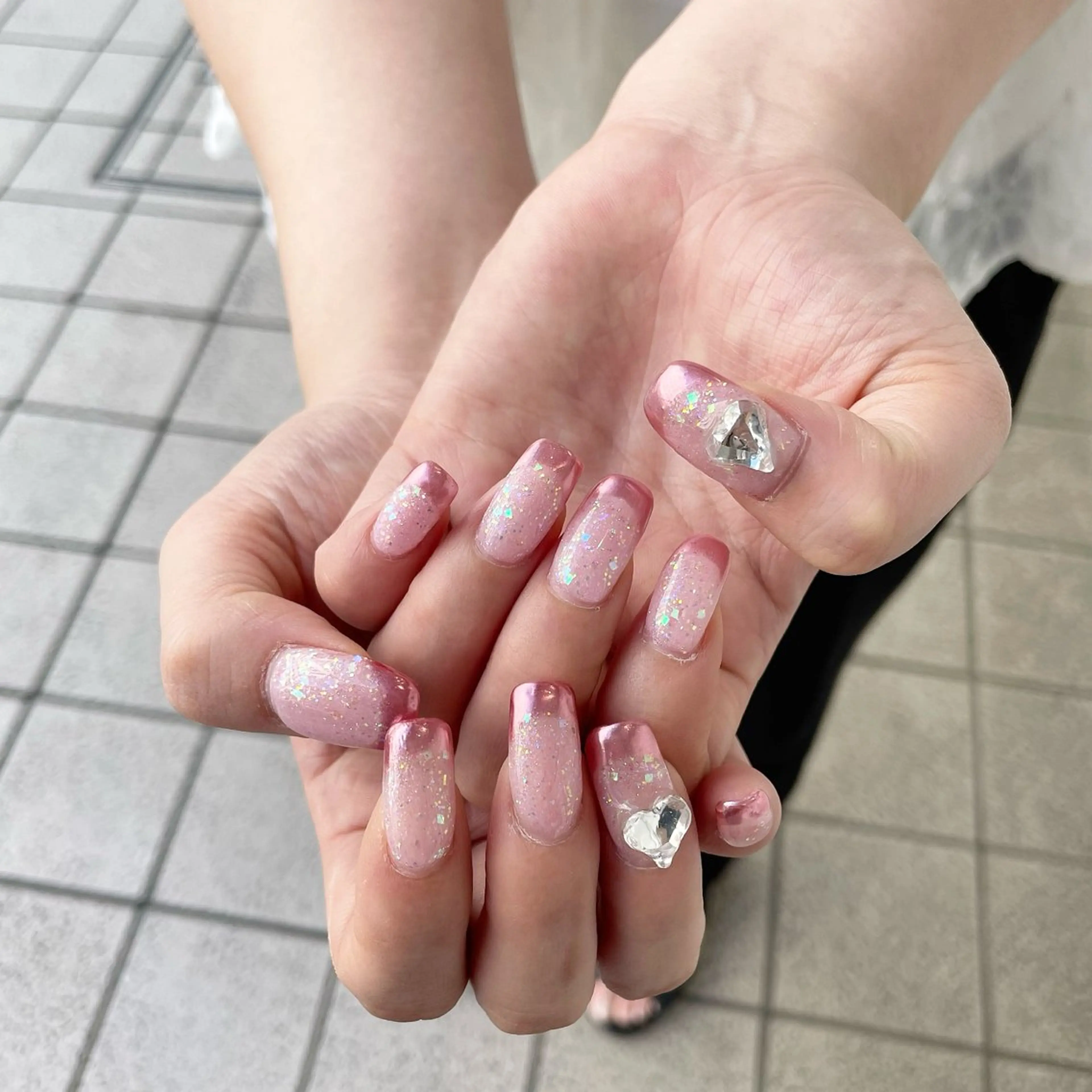 ネイル フレンチネイル キラキラネイル ミラーネイル Bianca川越西口 KITAZAKI🫧のネイルデザイン