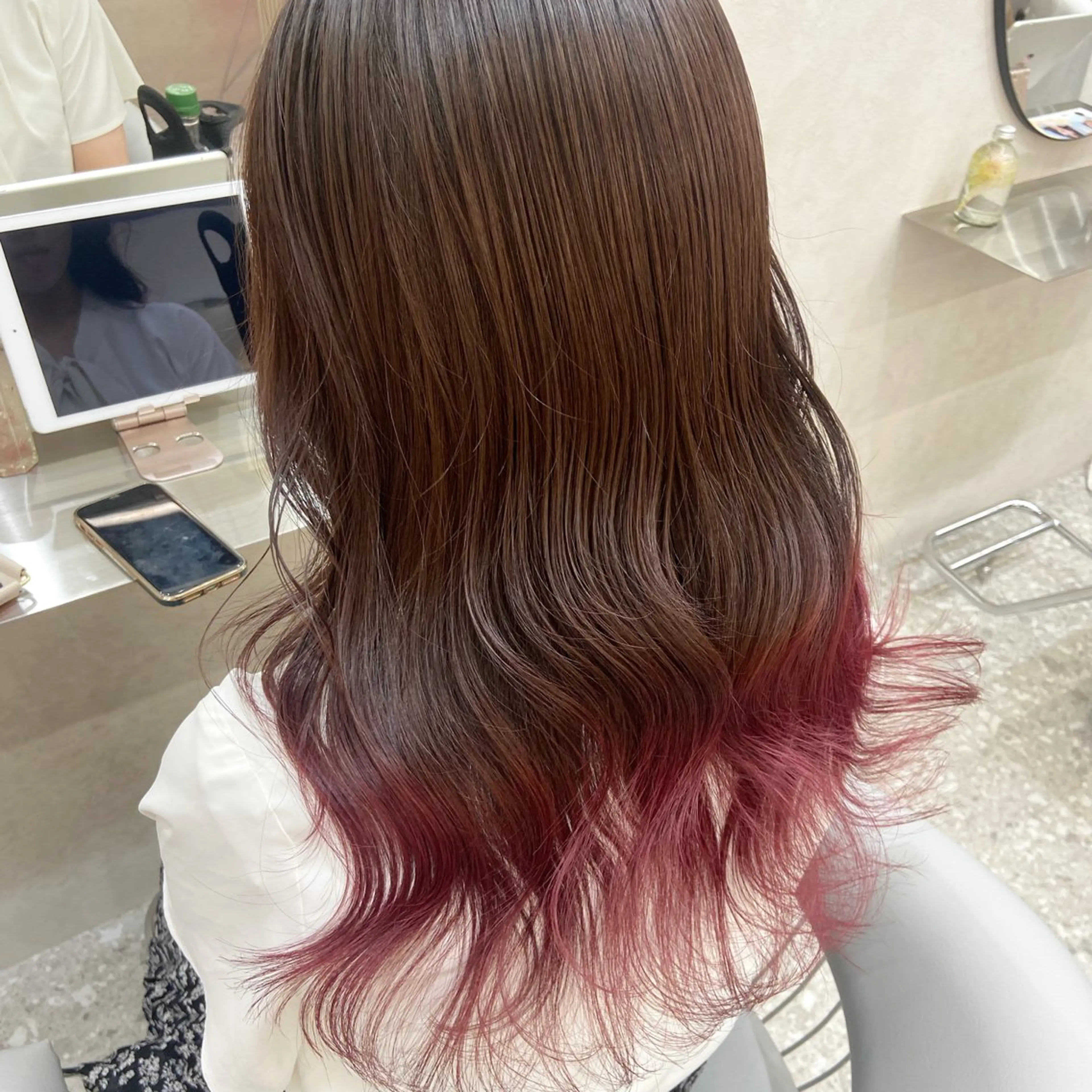 セミロング カラー ブリーチ ブラウンカラー ケアブリーチ デザインカラー グラデーションカラー カット ヘアカラー トリートメント 新宿/韓国ヘア 中明度カラー/かやのヘアスタイル