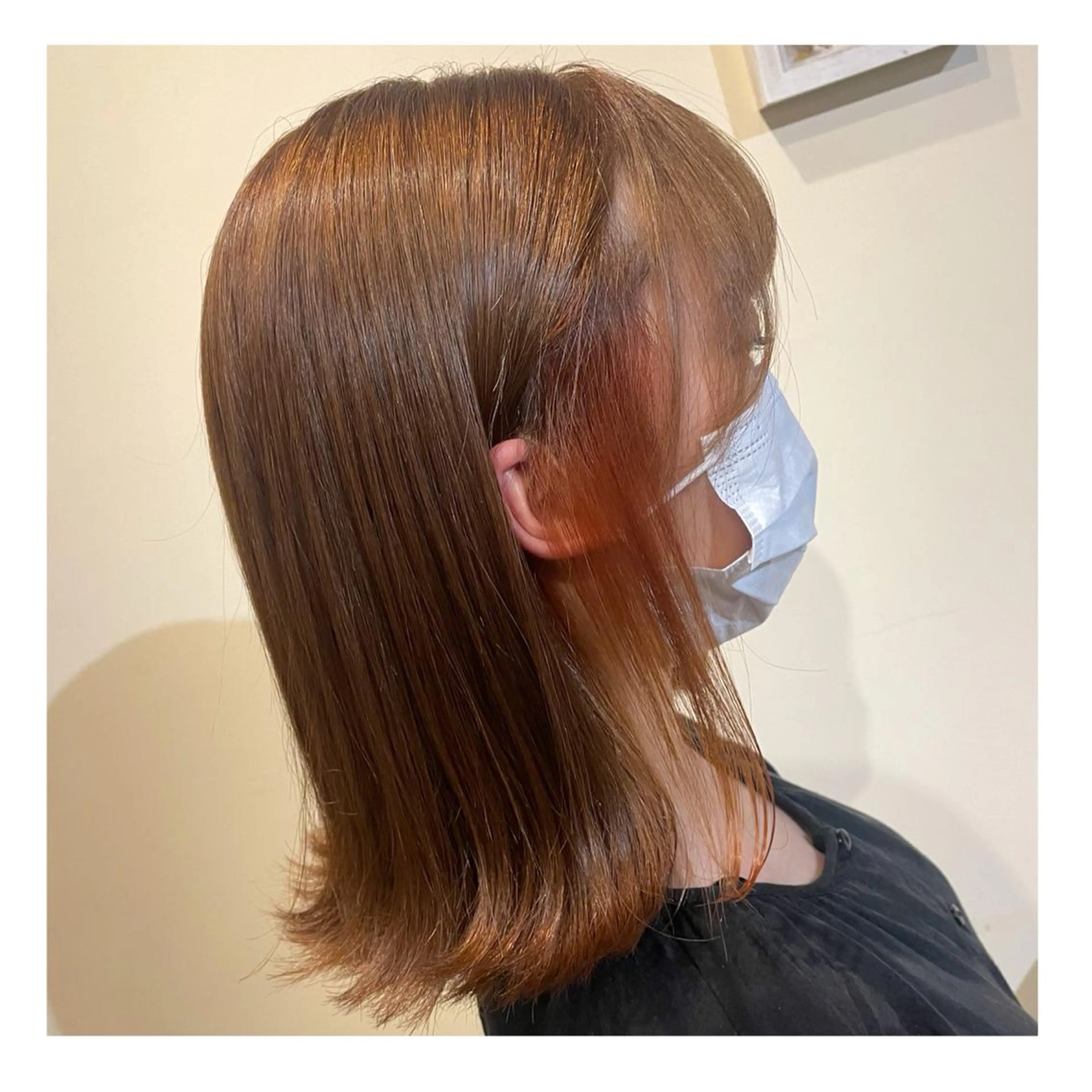 ミディアム カラー ブリーチ イヤリングカラー オレンジ カット ヘアカラー トリートメント ❁⃘ ち だ り さ ❁⃘のヘアスタイル