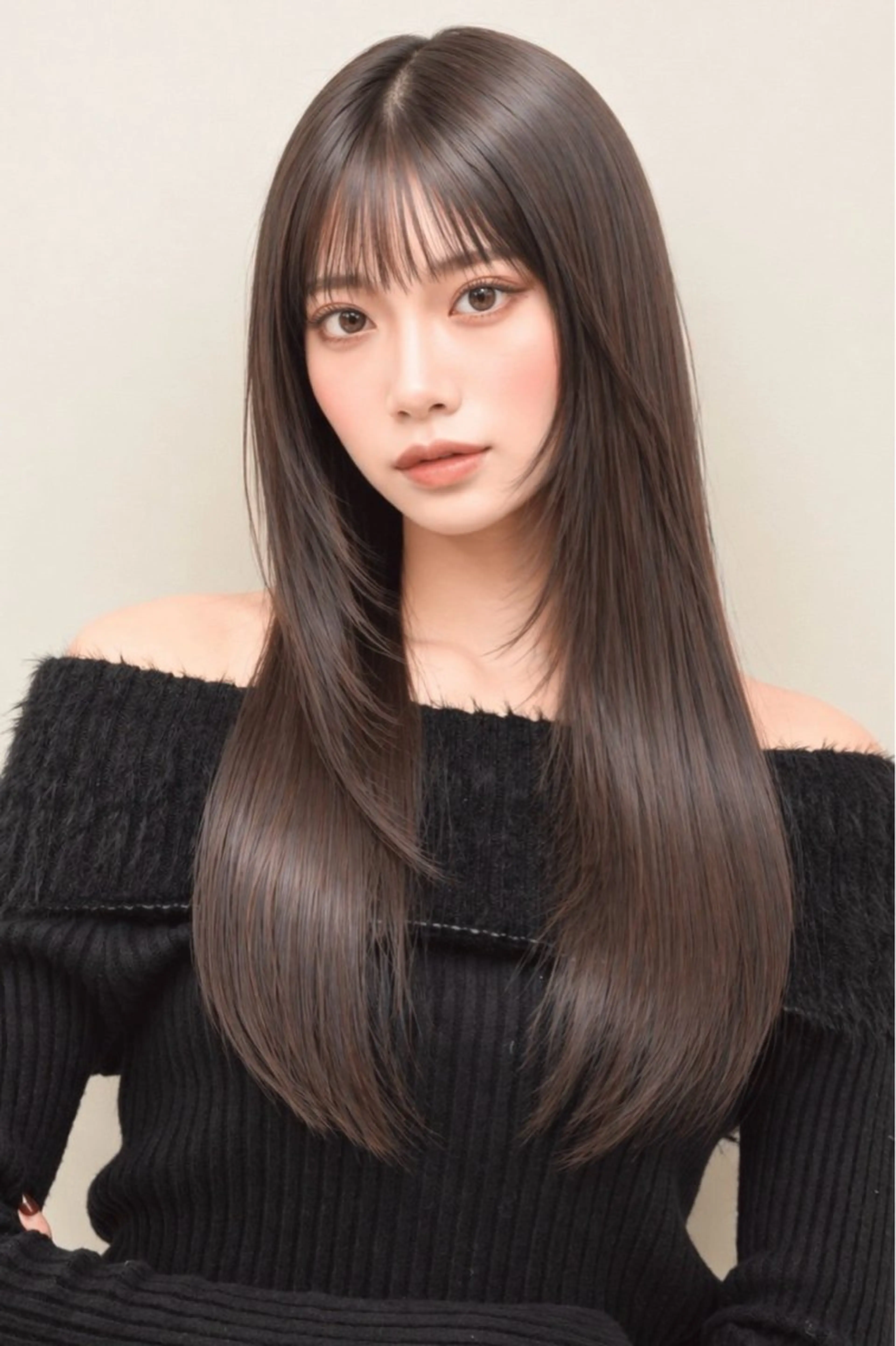 ロング カラー パーマ カット ヘアカラー 縮毛矯正 心斎橋/ブリーチなし 髪質改善/レイヤーのヘアスタイル
