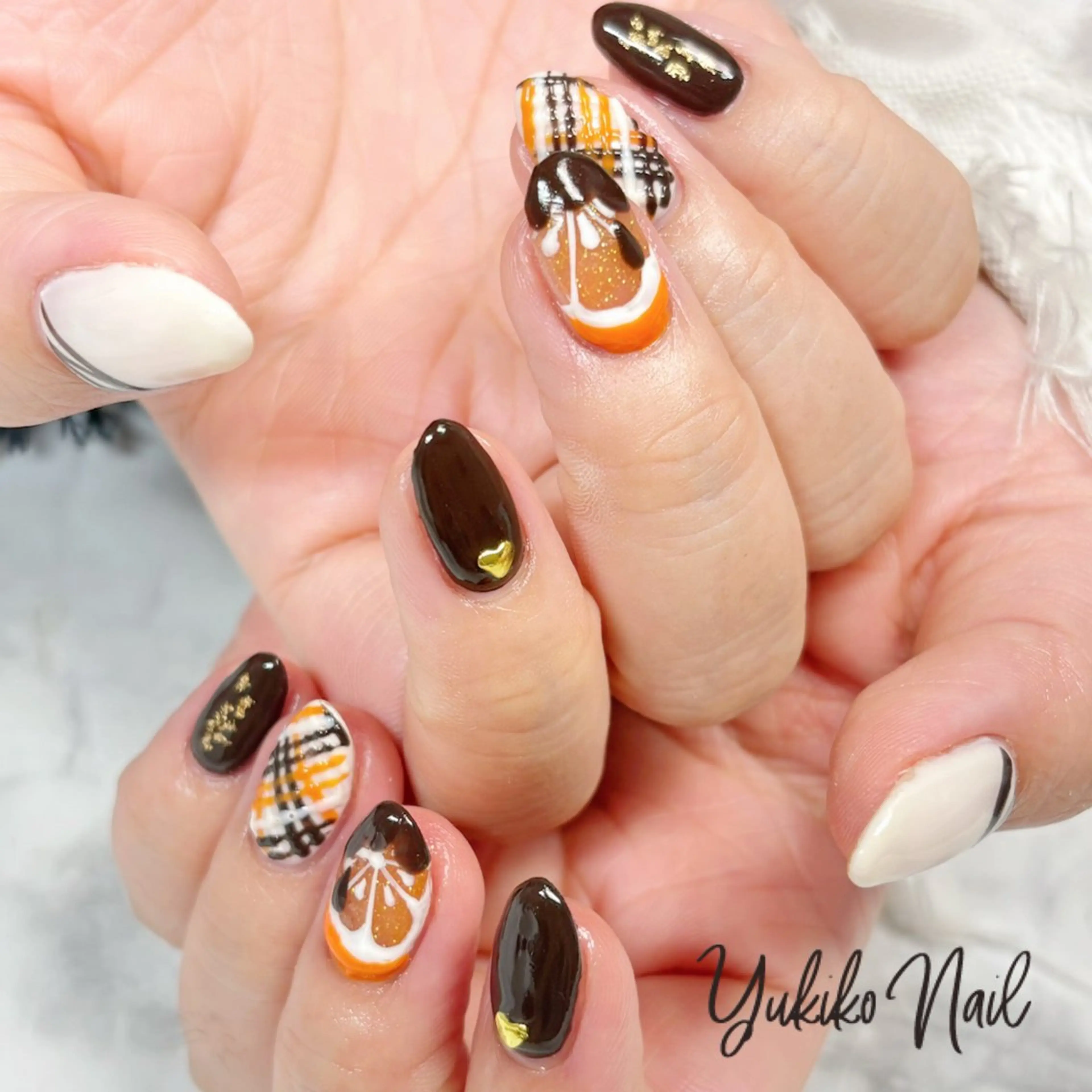 ネイル オレンジ バレンタイン ユキコ ネイルのネイルデザイン