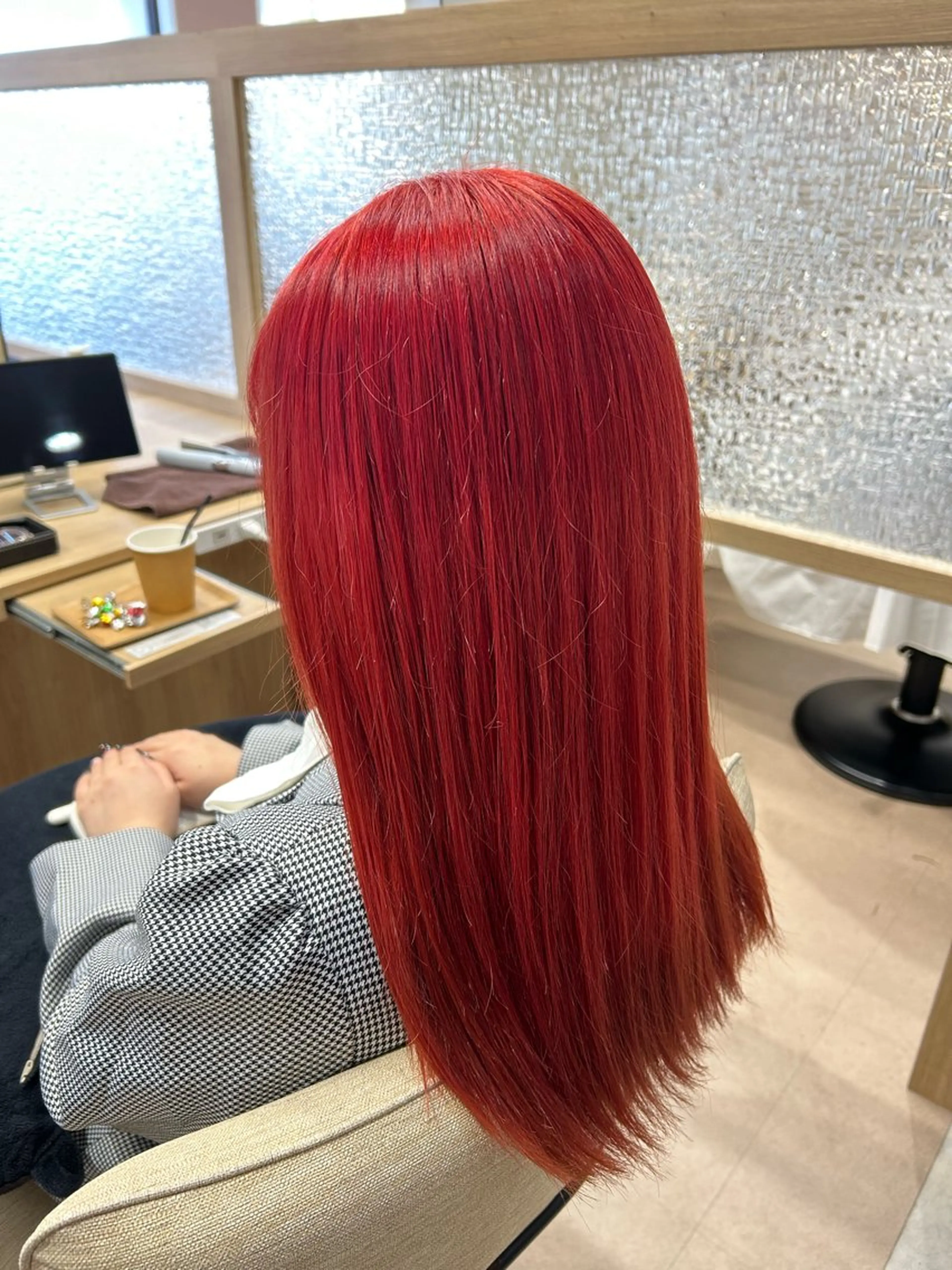 ロング カラー ブリーチ レッドカラー ヘアカラー 韓国￤ボブ￤レイヤー 🍒Akane🍒のヘアスタイル