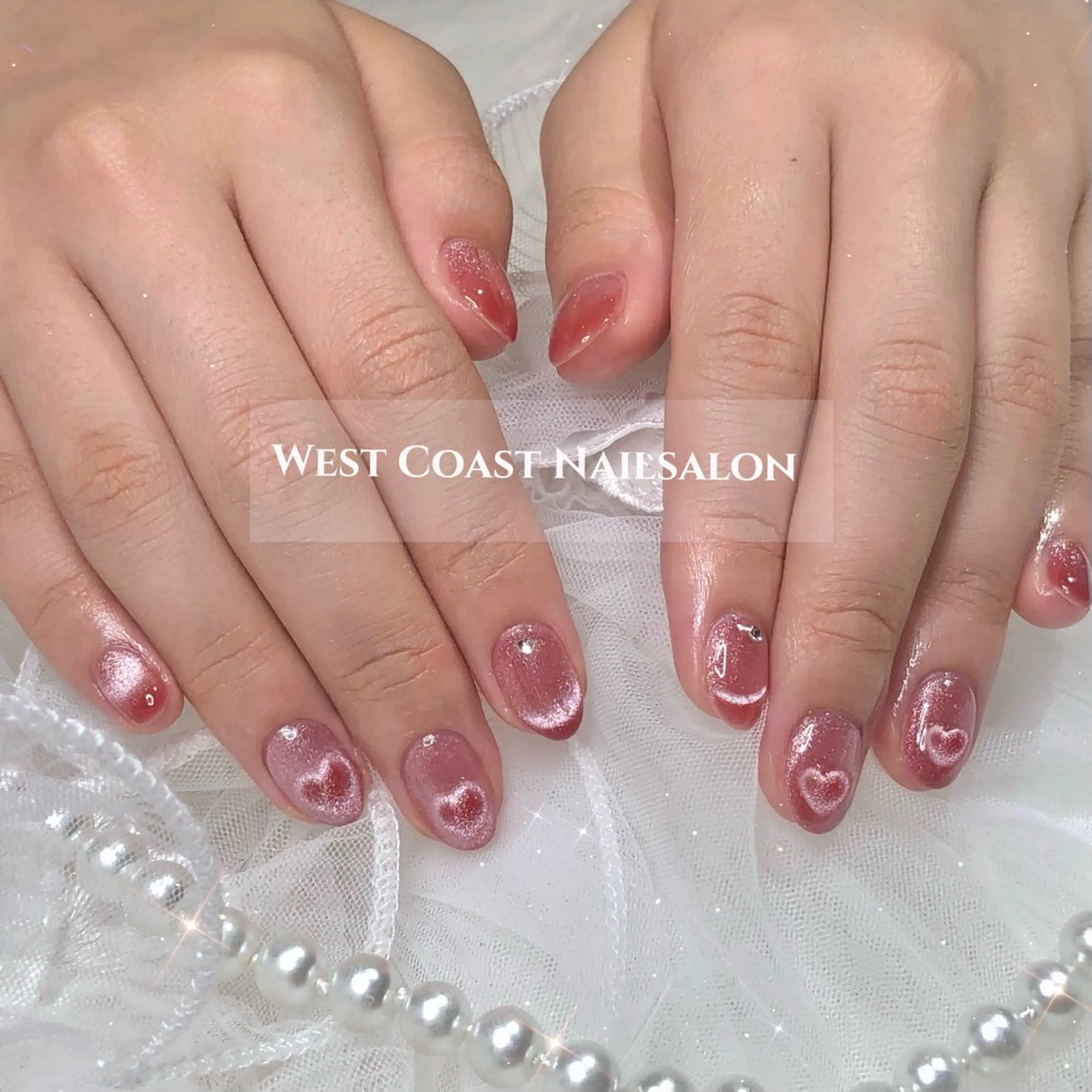 ネイル リボン、ガーリー パーツ放題専門店のネイルデザイン