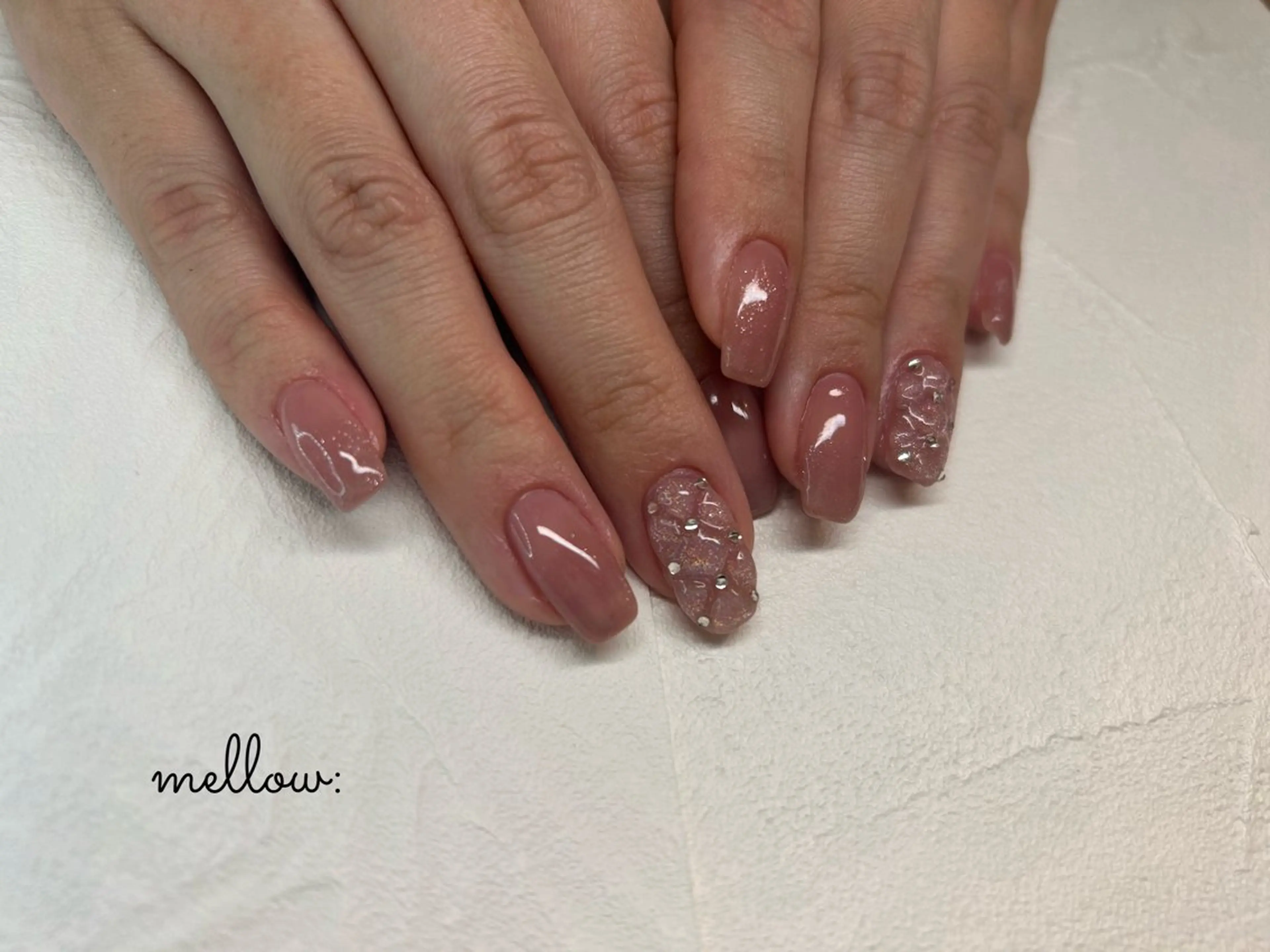 ネイル フレンチネイル マグネットネイル マグネットフレンチ mellow:ｸﾙﾐ ﹡˖˟༝🎀˖˟ ༝のネイルデザイン
