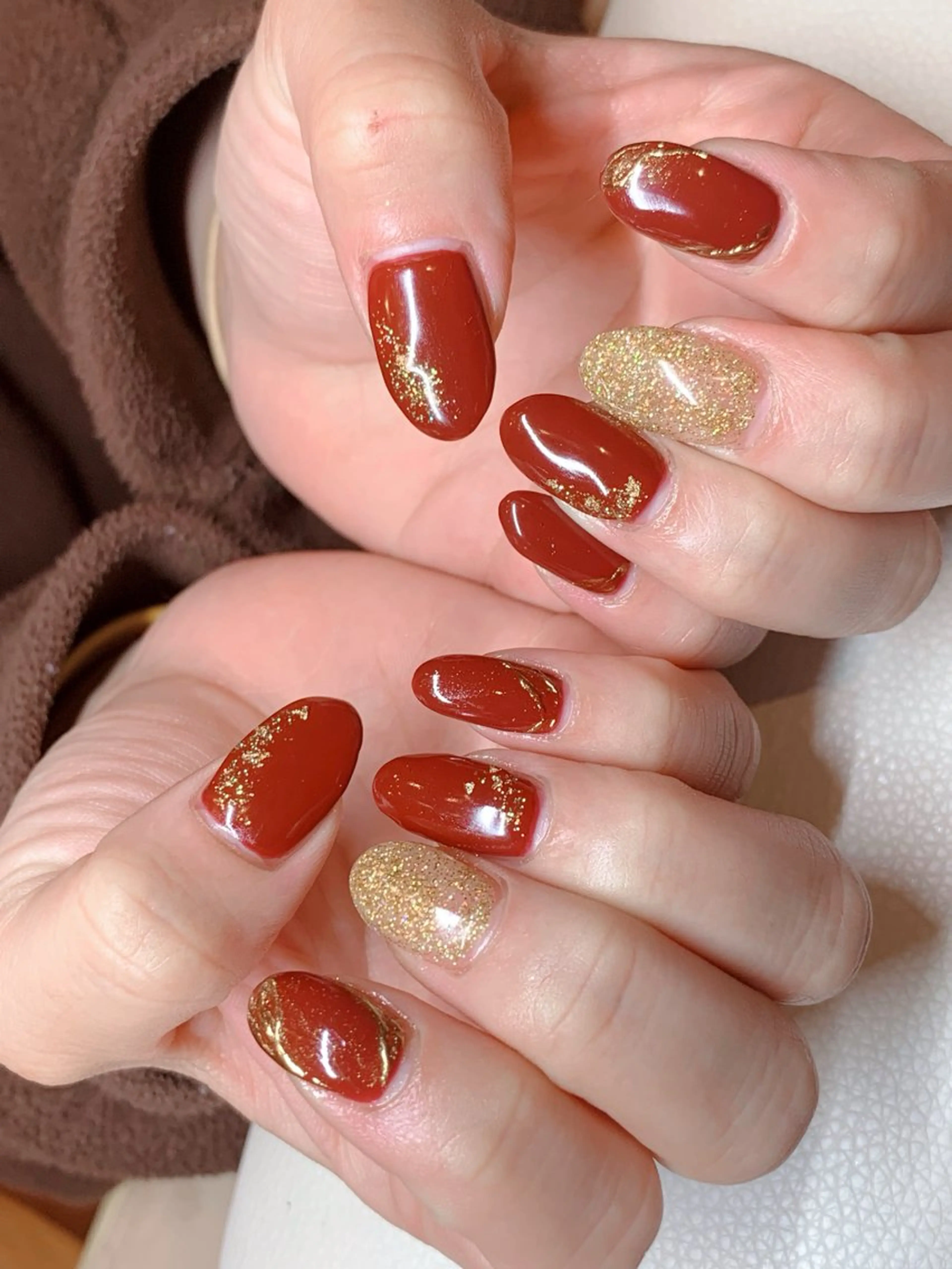 ネイル ゴールド 赤色 NAIL__ KOKOのネイルデザイン