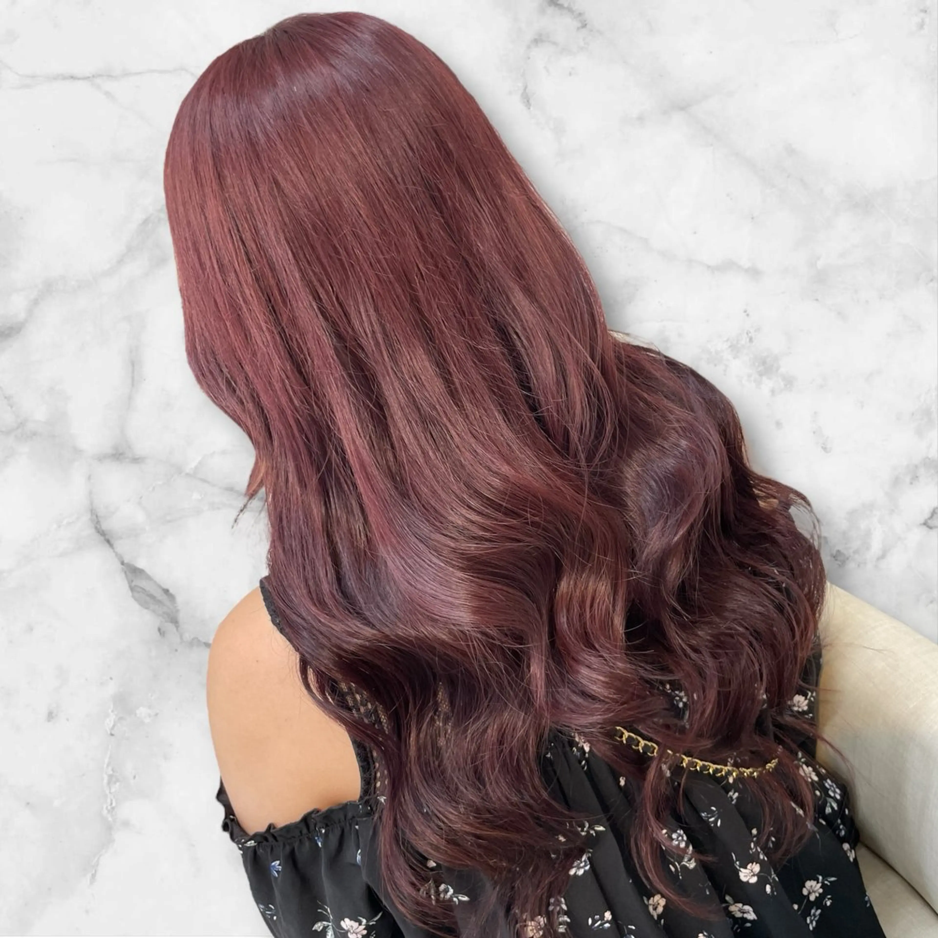 ロング カラー ブリーチ ブラウンカラー レッドカラー レッドブラウン ヘアカラー プルシールエクステ/ ハイトーン/ブリーチのヘアスタイル