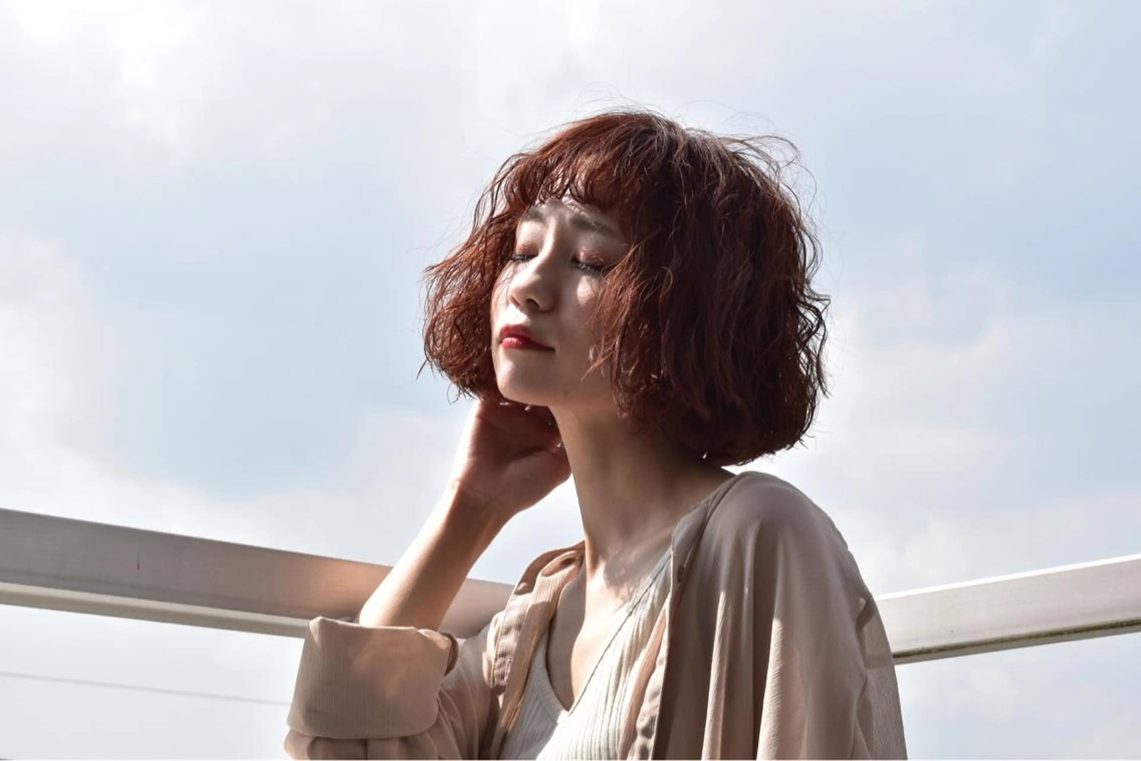 ショート カラー ブラウンカラー オレンジ オレンジブラウン 前平 友慈のヘアスタイル