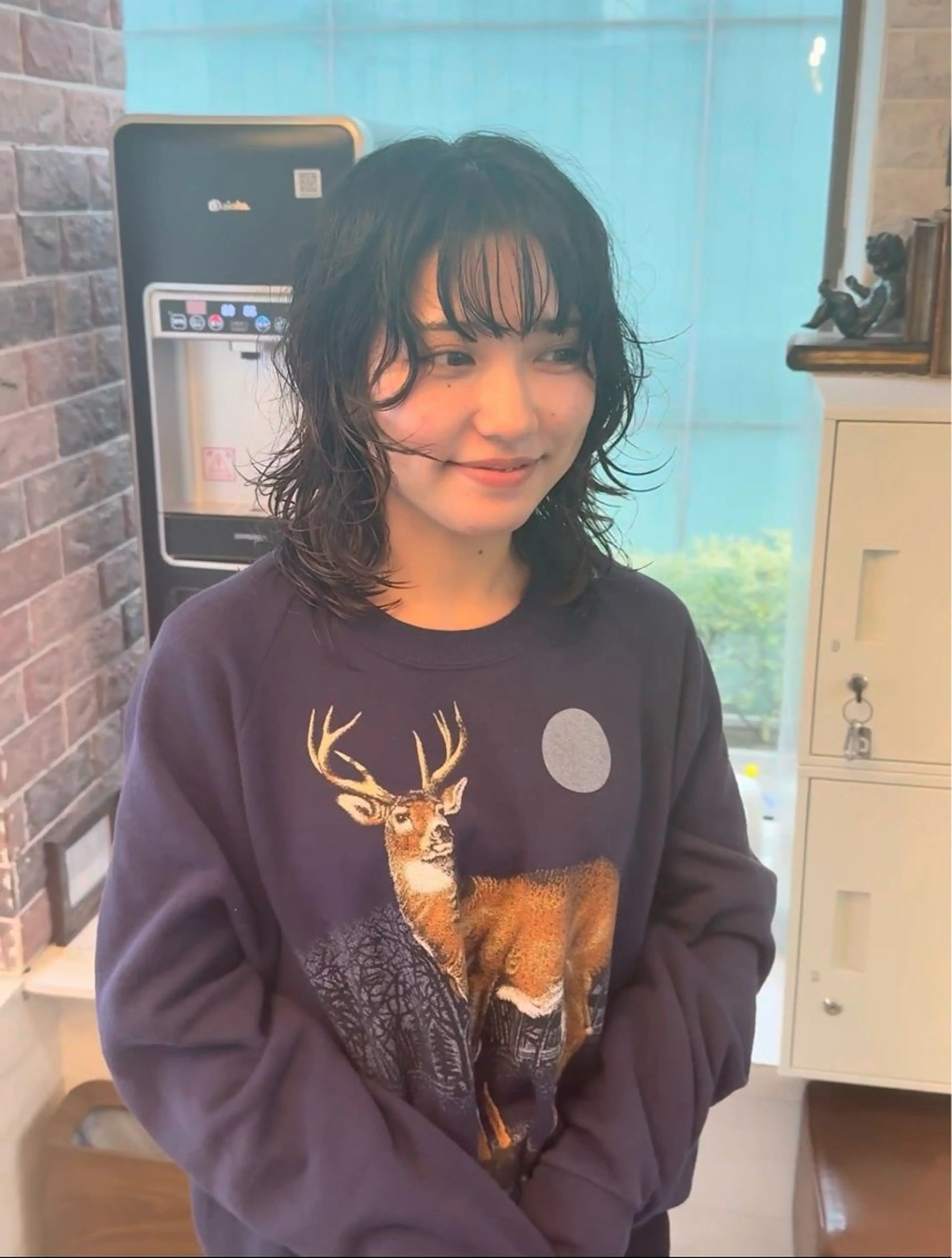 セミロング パーマ カット パーマ ウルフレイヤー エクステ/kokiのヘアスタイル