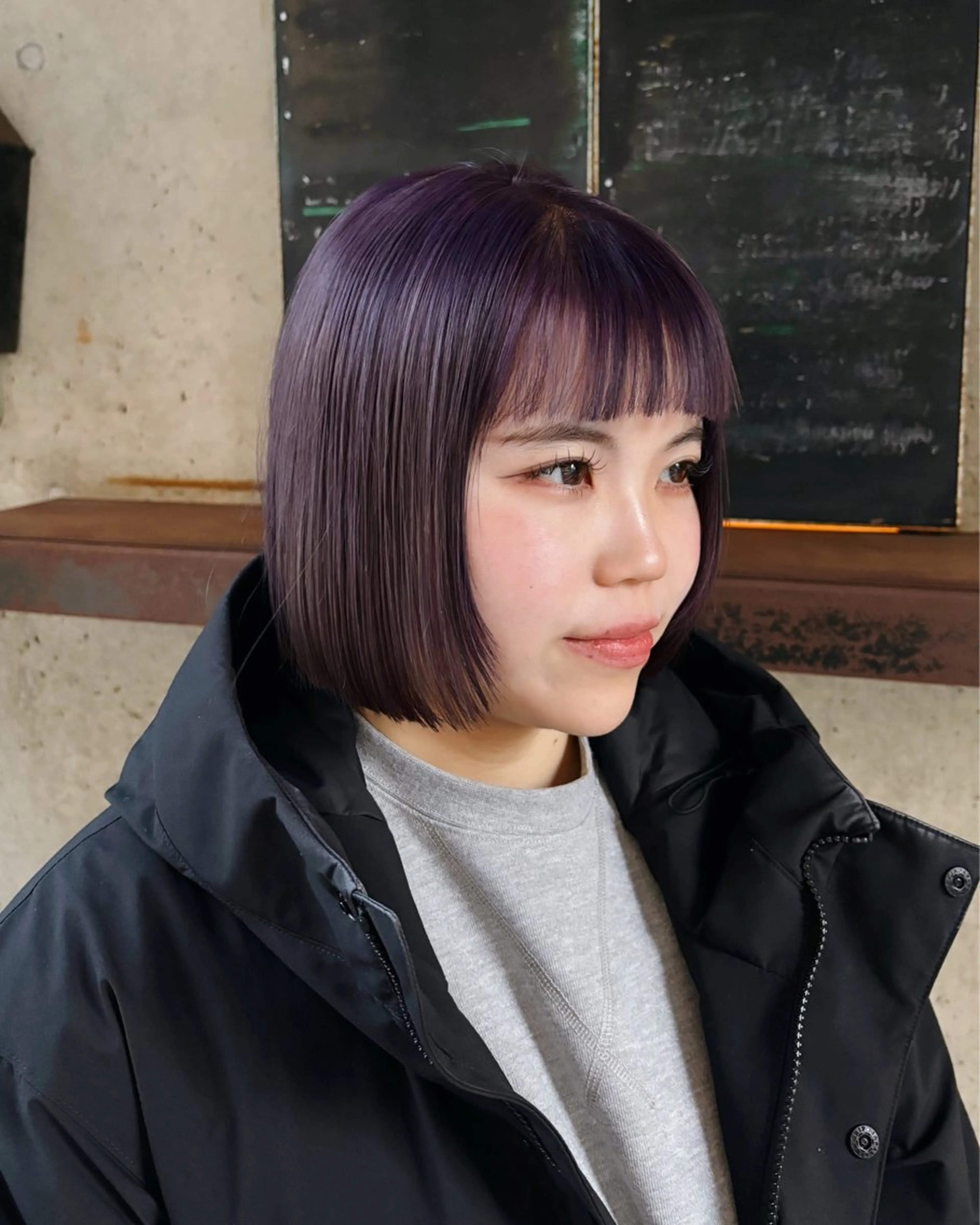 ショート カラー 切りっぱなしボブ ブリーチ ラベンダーカラー ボブ カット ヘアカラー トリートメント 水原波津輝/ボブ /ニュアンスパーマのヘアスタイル