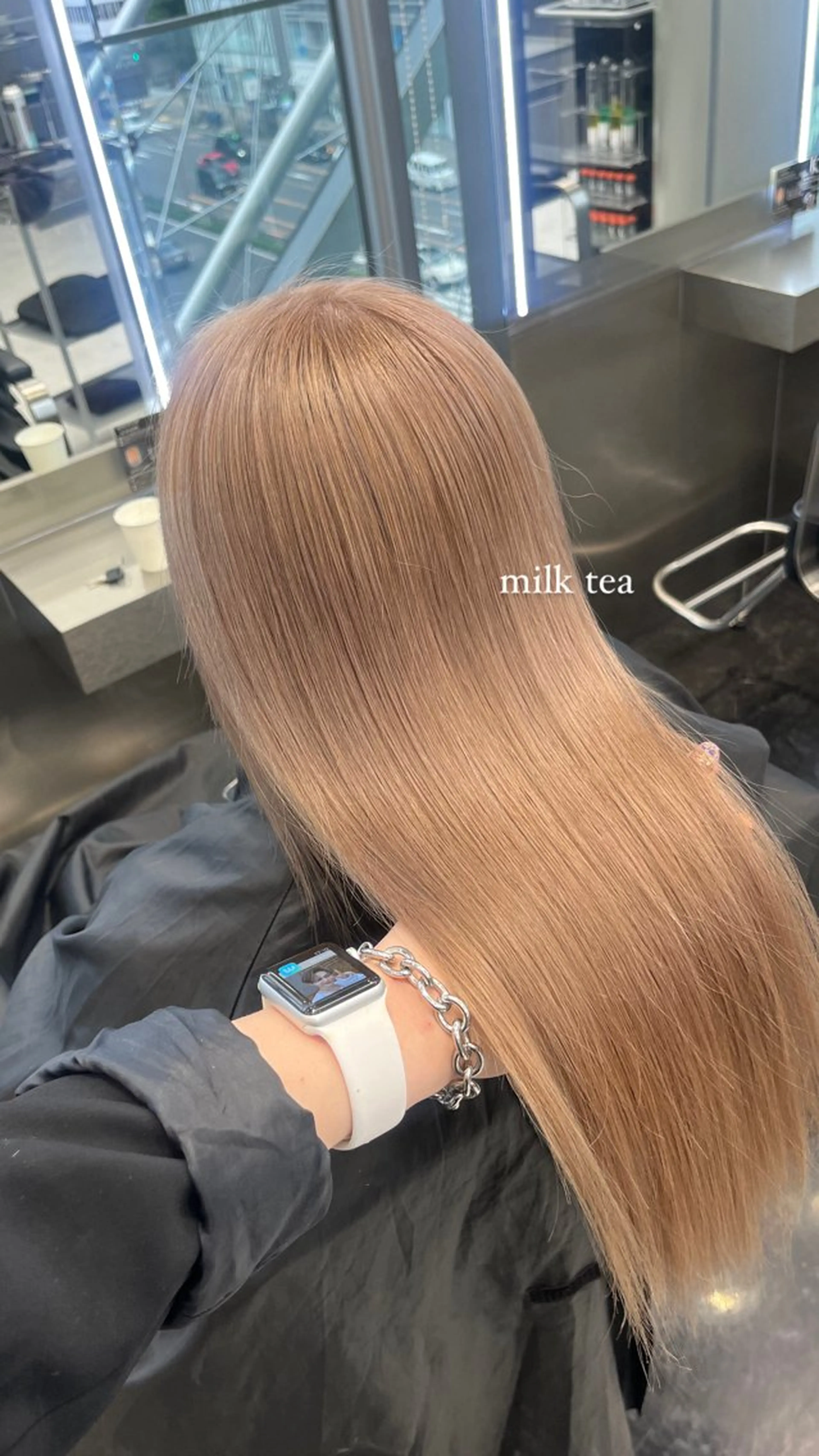 ロング ヘアカラー トリートメント ヘアセット ハイトーン/透明感 髪質改善/rinaのヘアスタイル